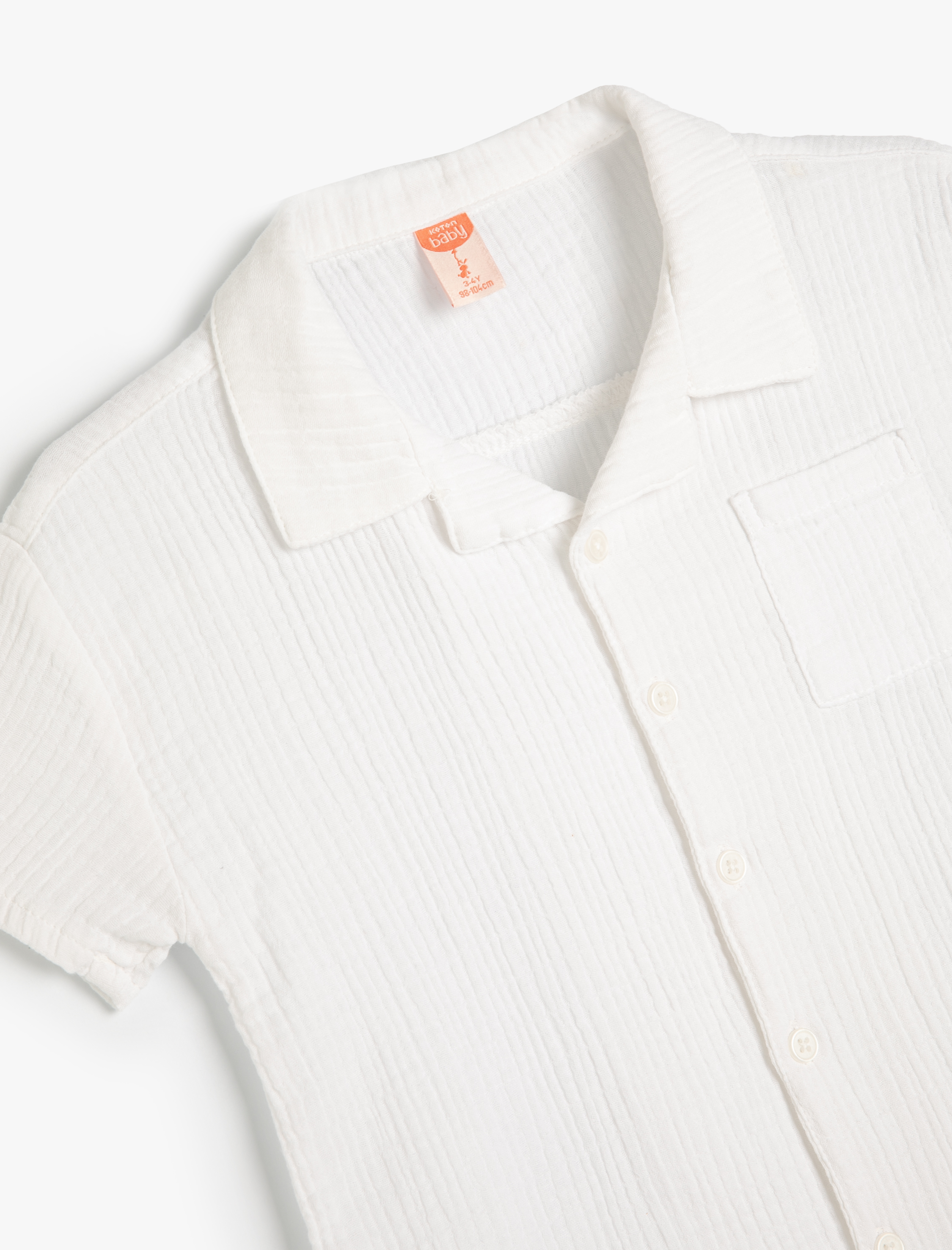  Erkek Bebek Müslin Gömlek Dokulu Düğme Detaylı Klasik Yaka Cepli