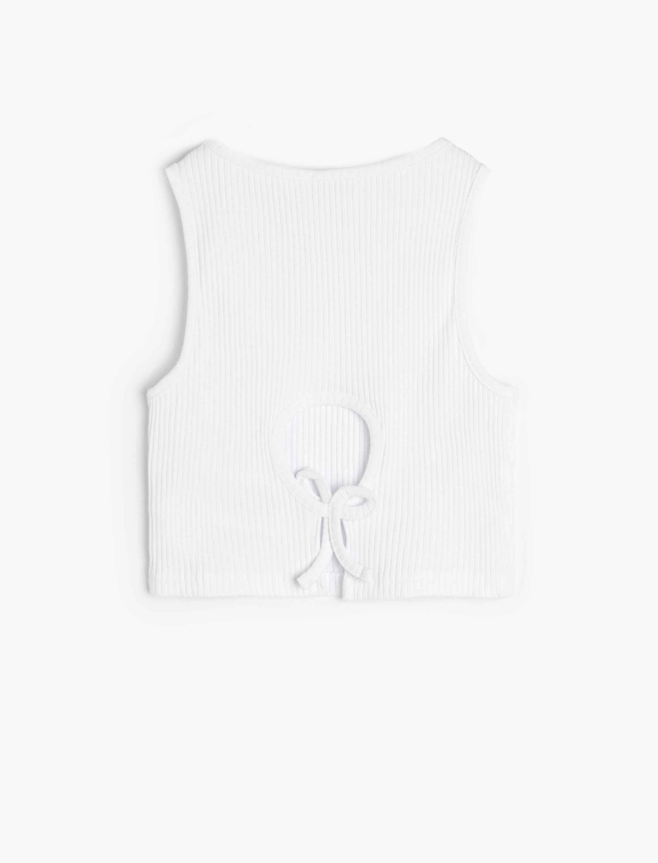 Kız Çocuk Crop Atlet Kolsuz Arkası Pencere Detaylı Ribanalı Pamuklu