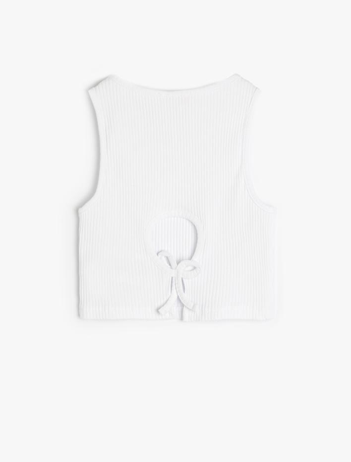 Kız Çocuk Crop Atlet Kolsuz Arkası Pencere Detaylı Ribanalı Pamuklu