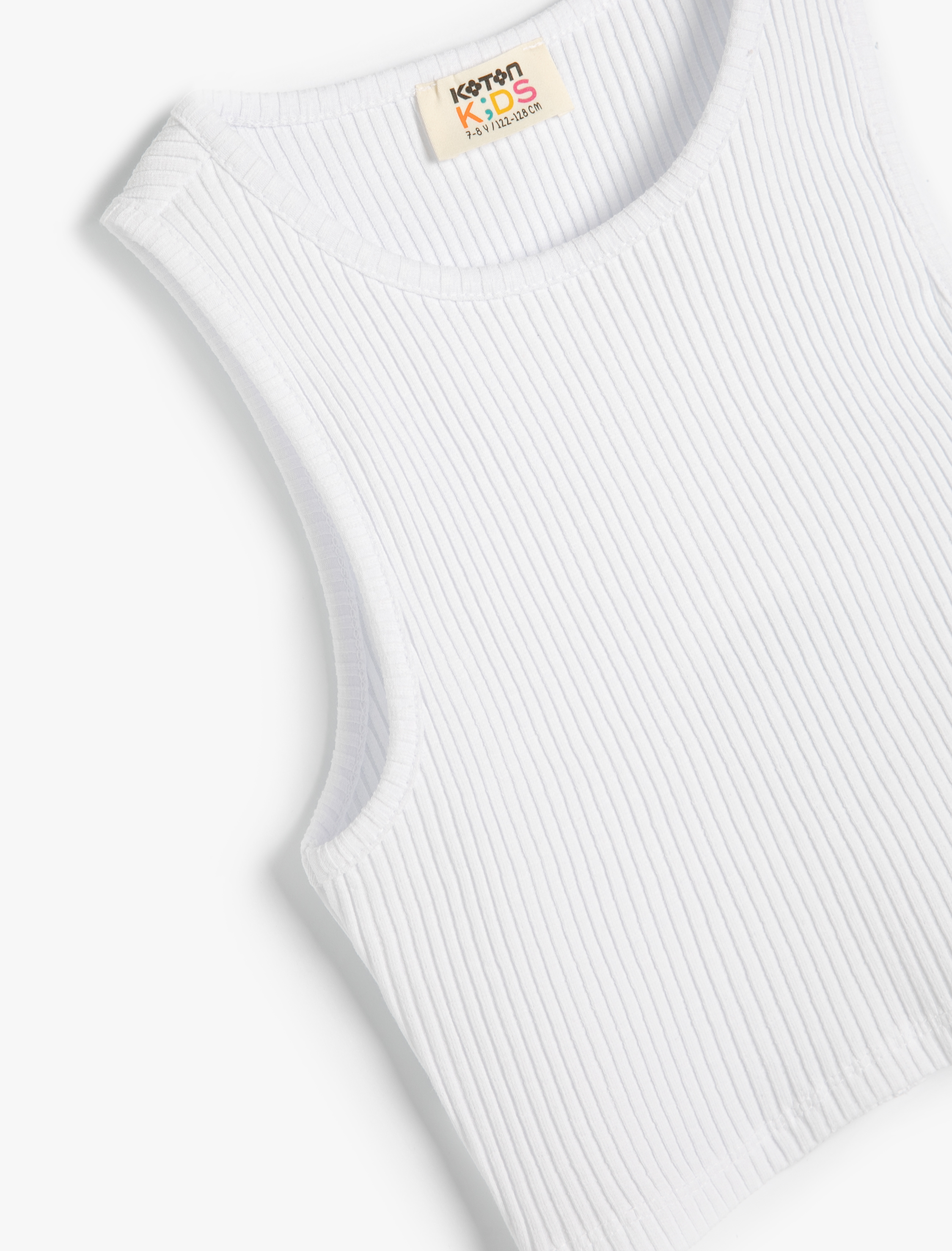 Kız Çocuk Crop Atlet Kolsuz Arkası Pencere Detaylı Ribanalı Pamuklu