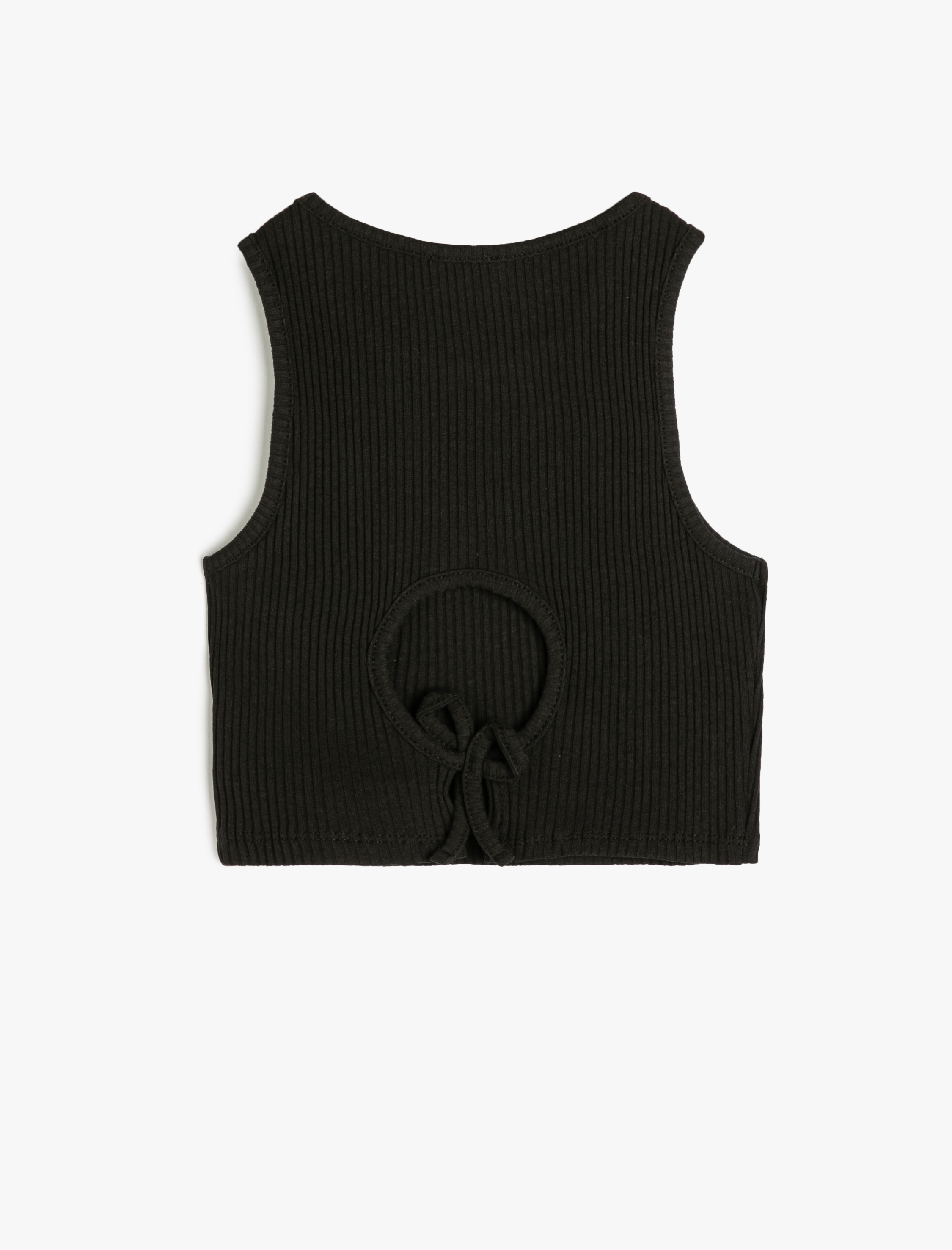  Kız Çocuk Crop Atlet Kolsuz Arkası Pencere Detaylı Ribanalı Pamuklu