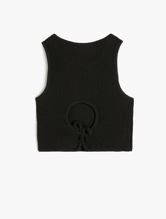 Kız Çocuk Crop Atlet Kolsuz Arkası Pencere Detaylı Ribanalı Pamuklu