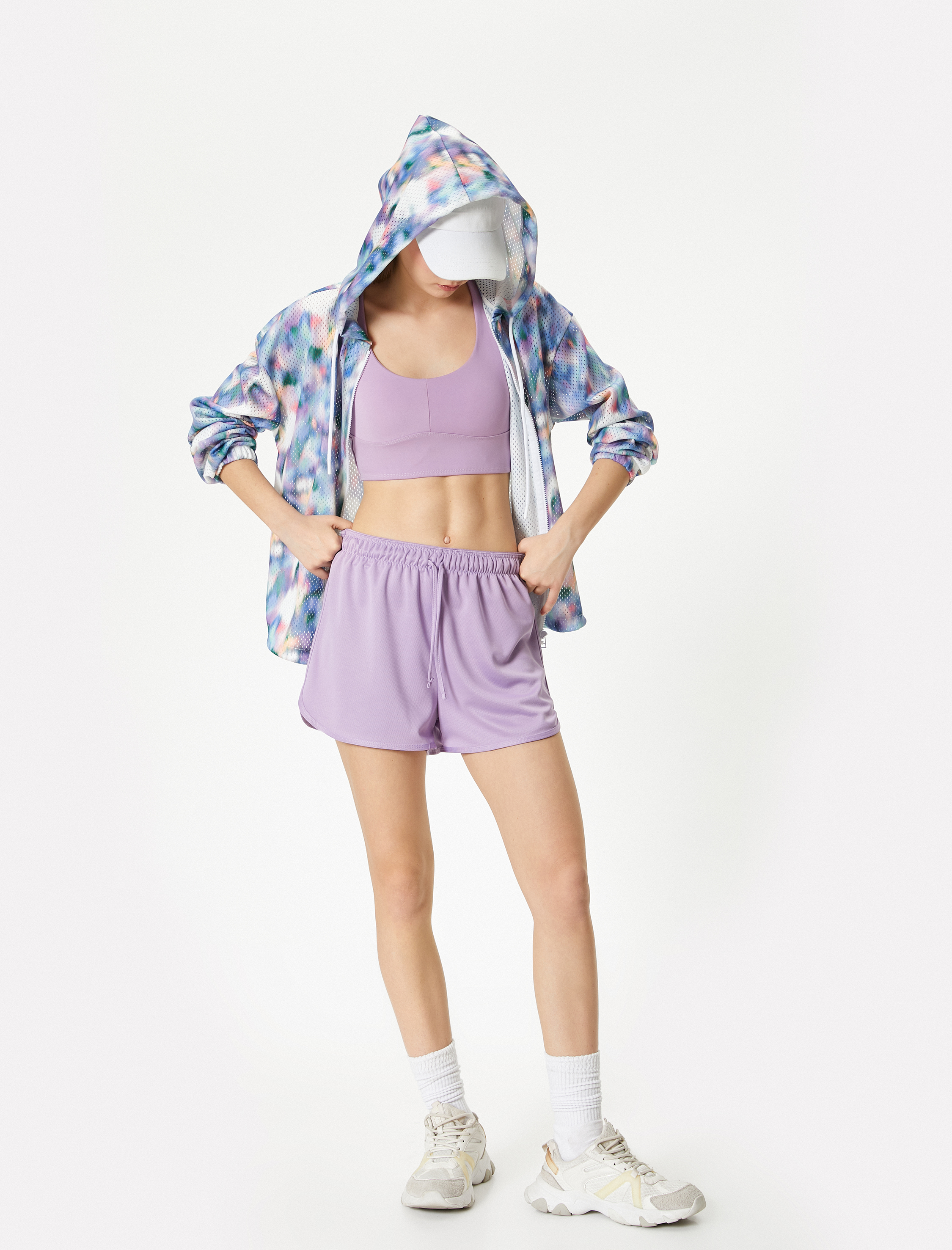   Spor Şort Mini Beli Bağlamalı Rahat Kalıp