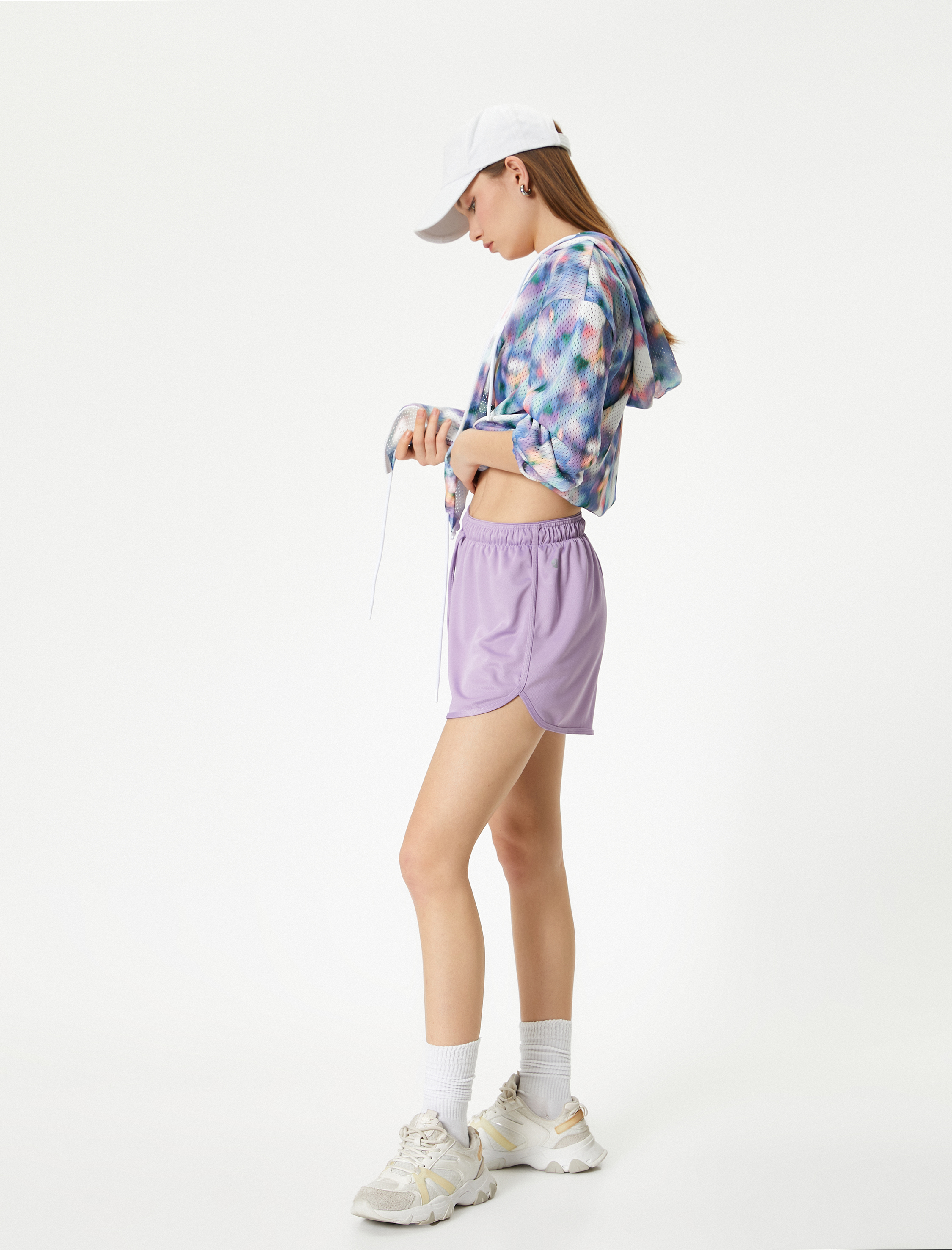   Spor Şort Mini Beli Bağlamalı Rahat Kalıp