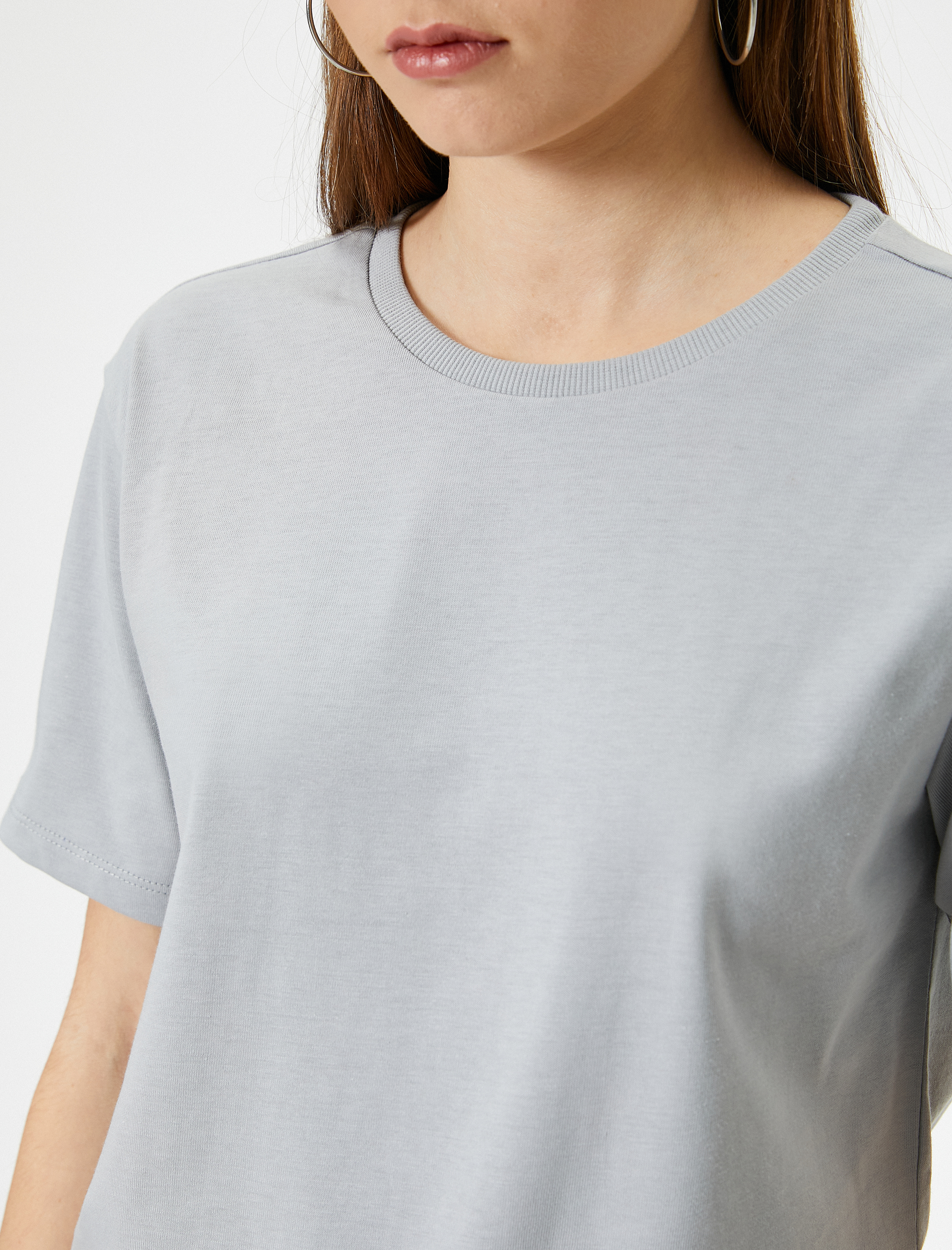   Kısa Kollu Basic Tişört Bisiklet Yaka Pamuklu