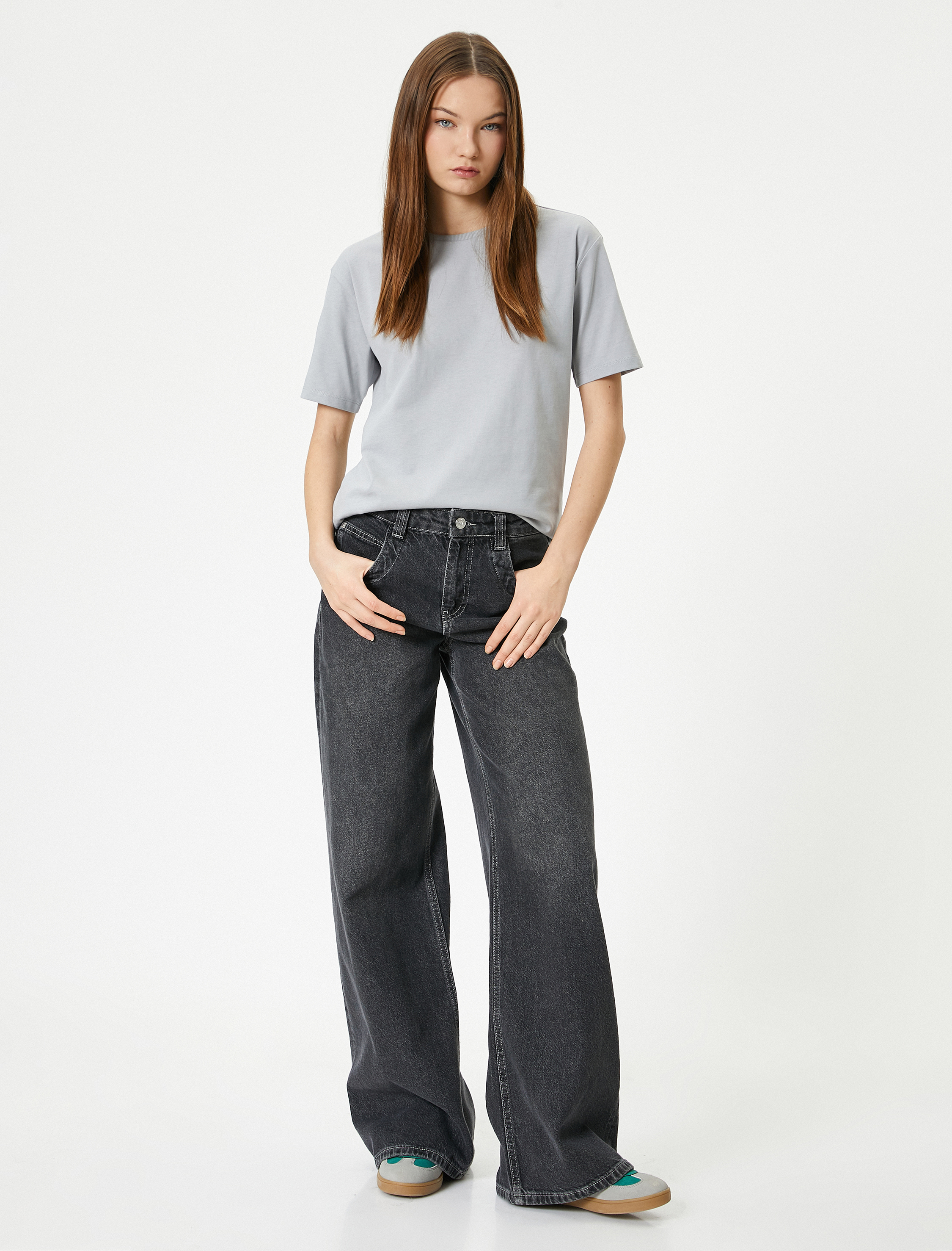   Kısa Kollu Basic Tişört Bisiklet Yaka Pamuklu