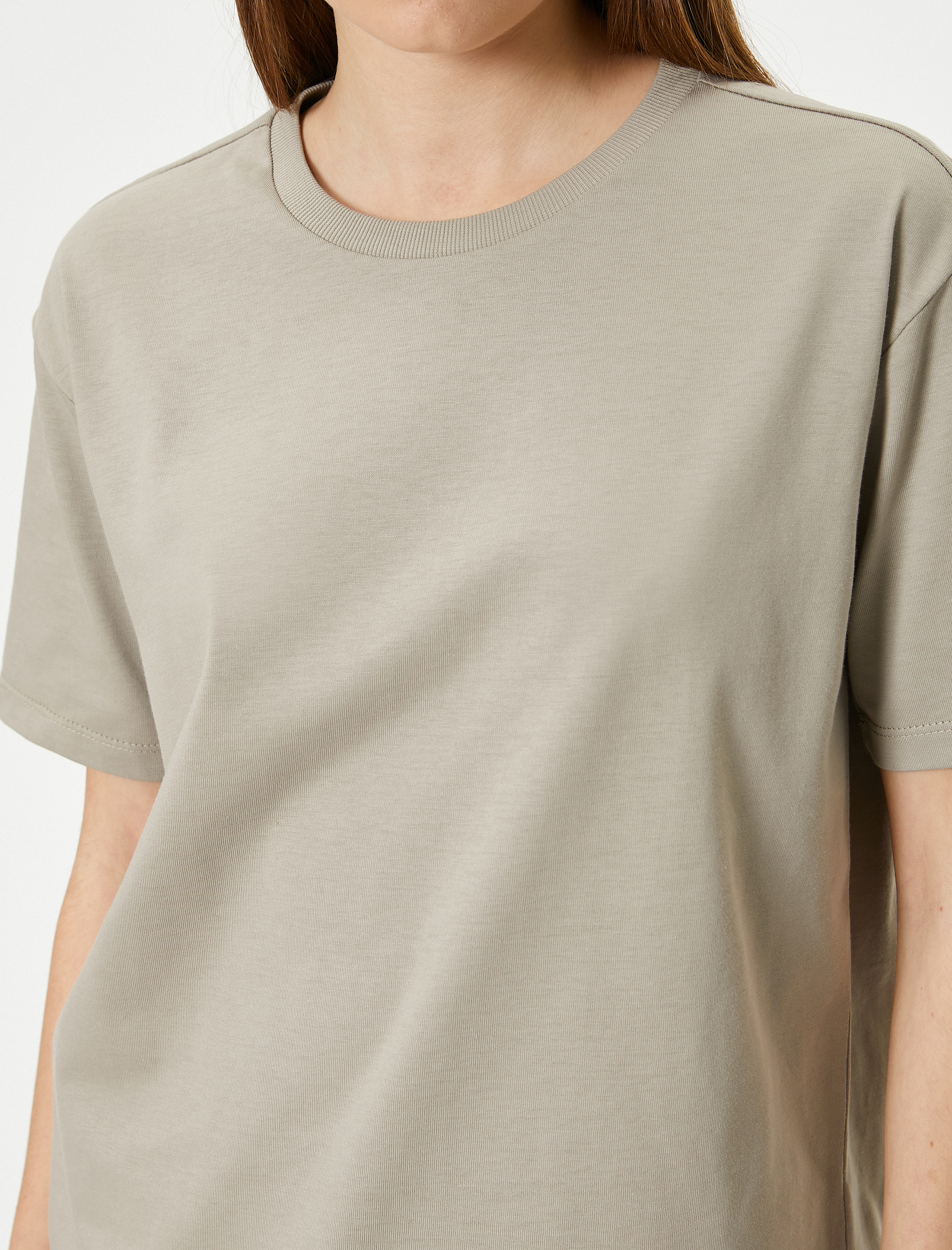   Kısa Kollu Basic Tişört Bisiklet Yaka Pamuklu