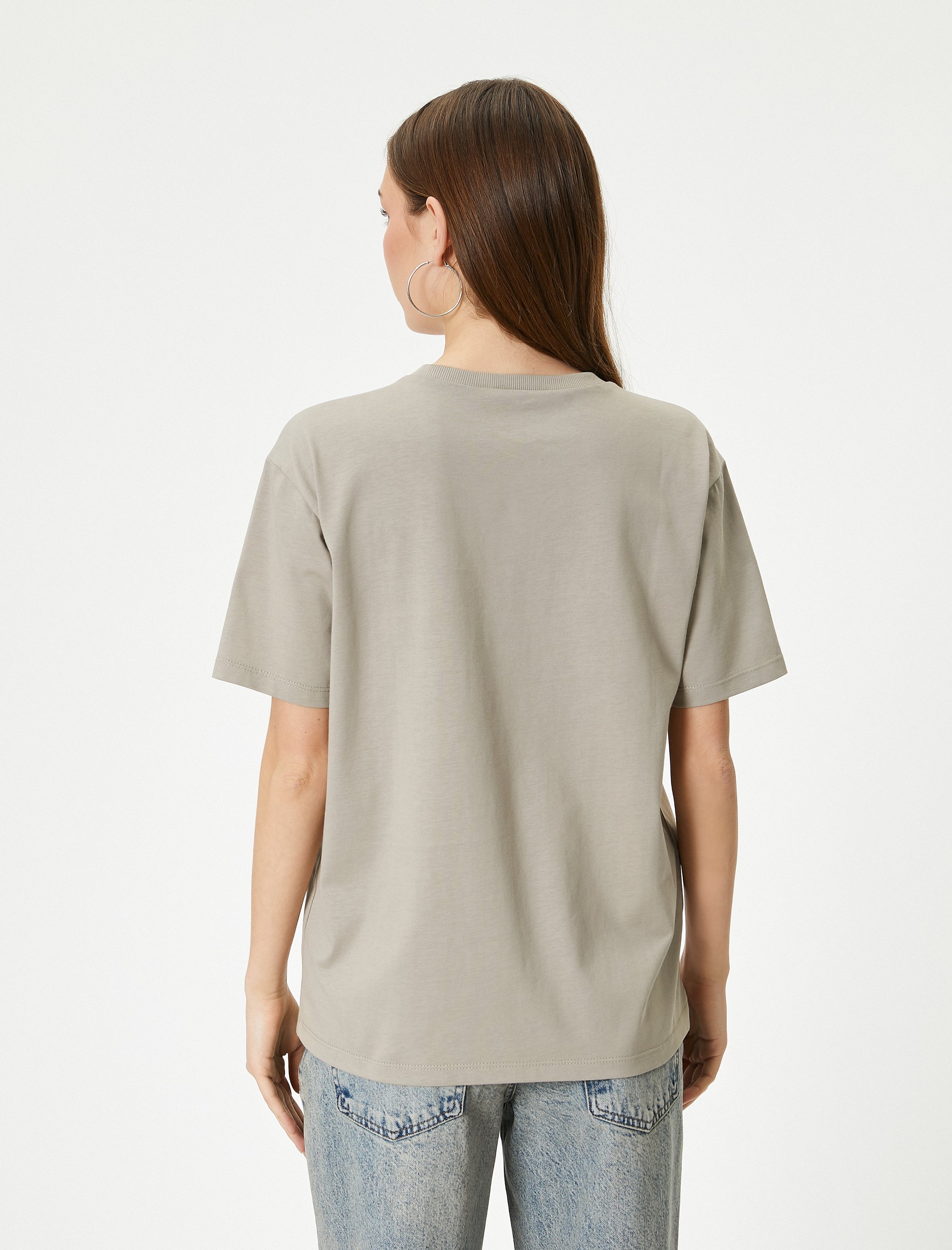   Kısa Kollu Basic Tişört Bisiklet Yaka Pamuklu