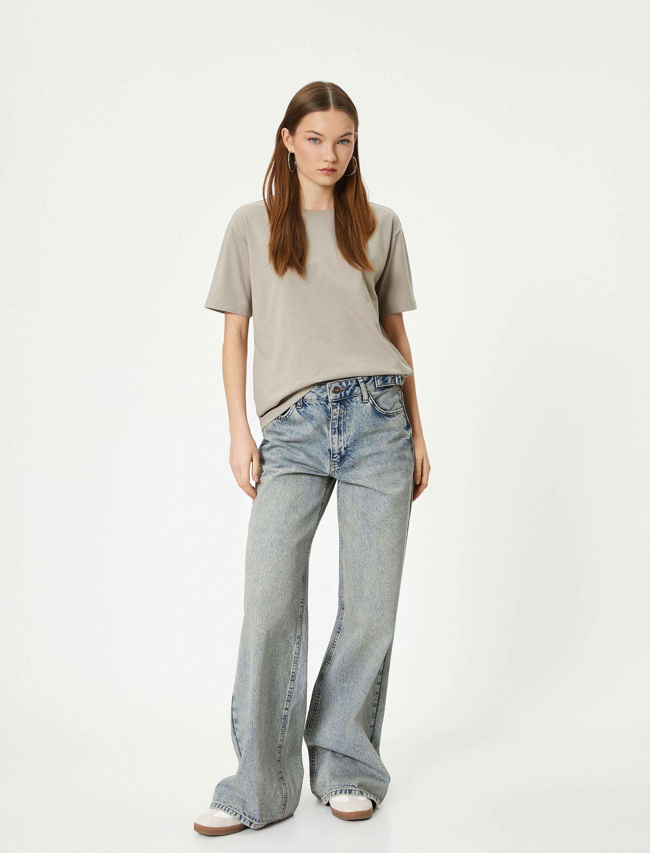   Kısa Kollu Basic Tişört Bisiklet Yaka Pamuklu