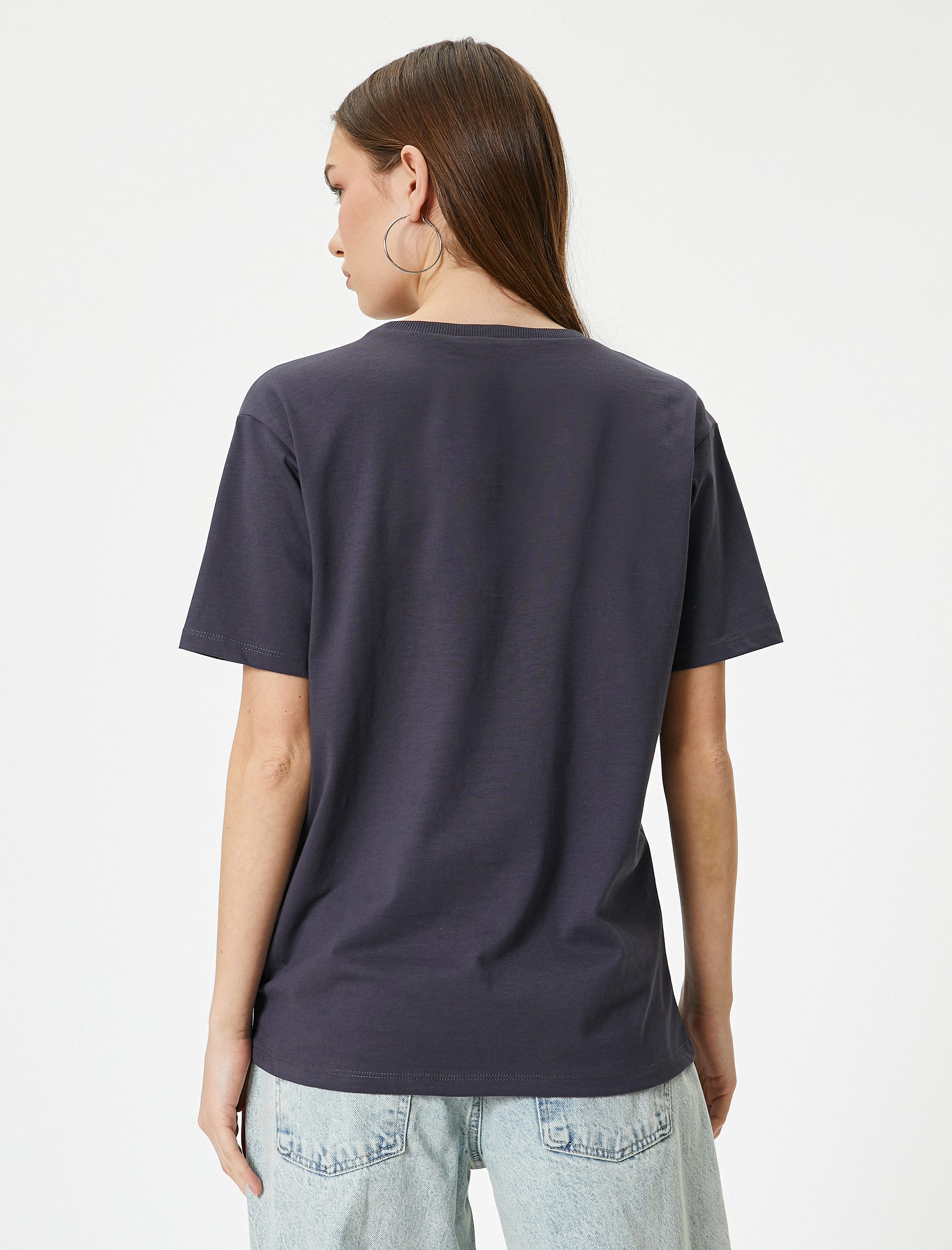   Kısa Kollu Basic Tişört Bisiklet Yaka Pamuklu