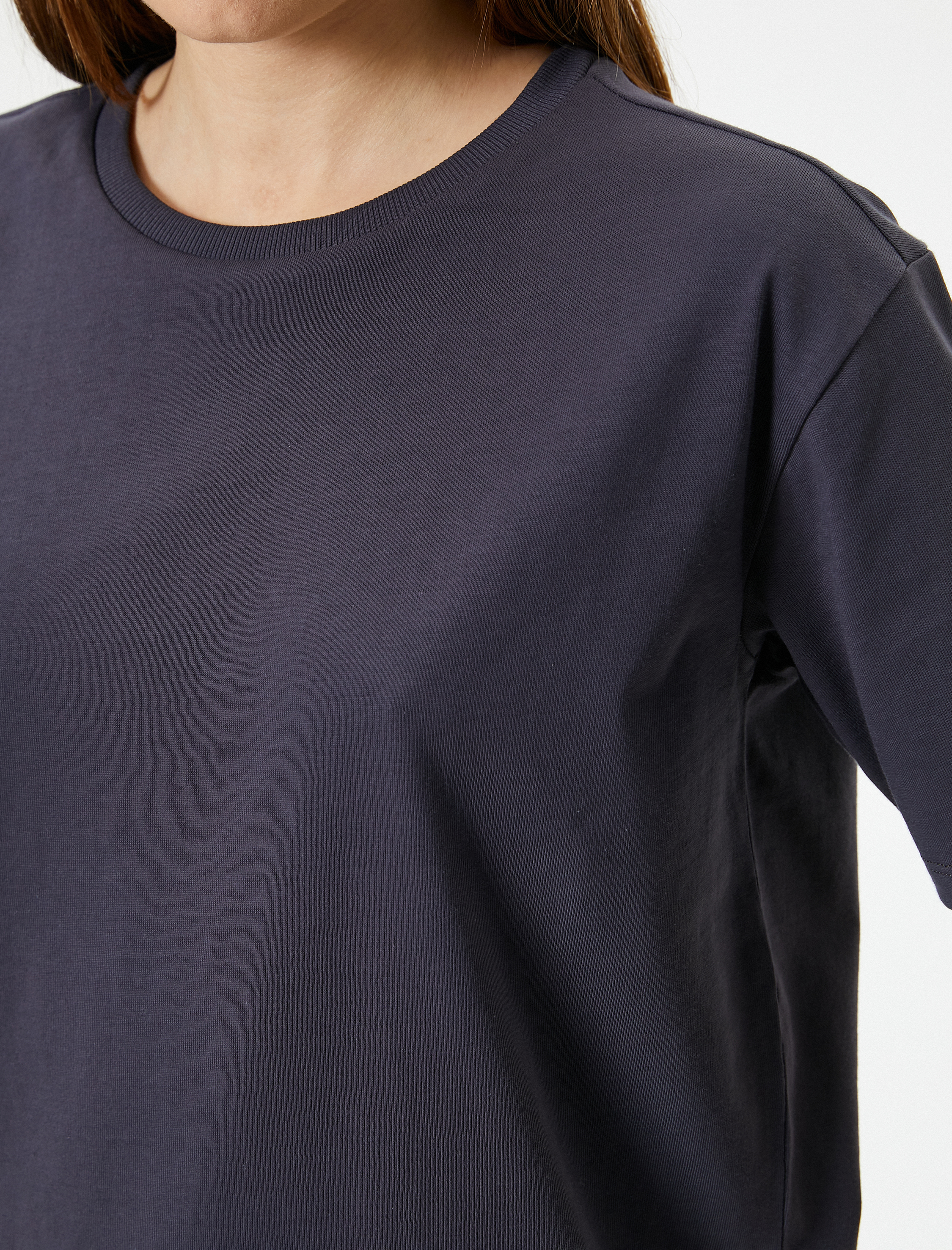   Kısa Kollu Basic Tişört Bisiklet Yaka Pamuklu