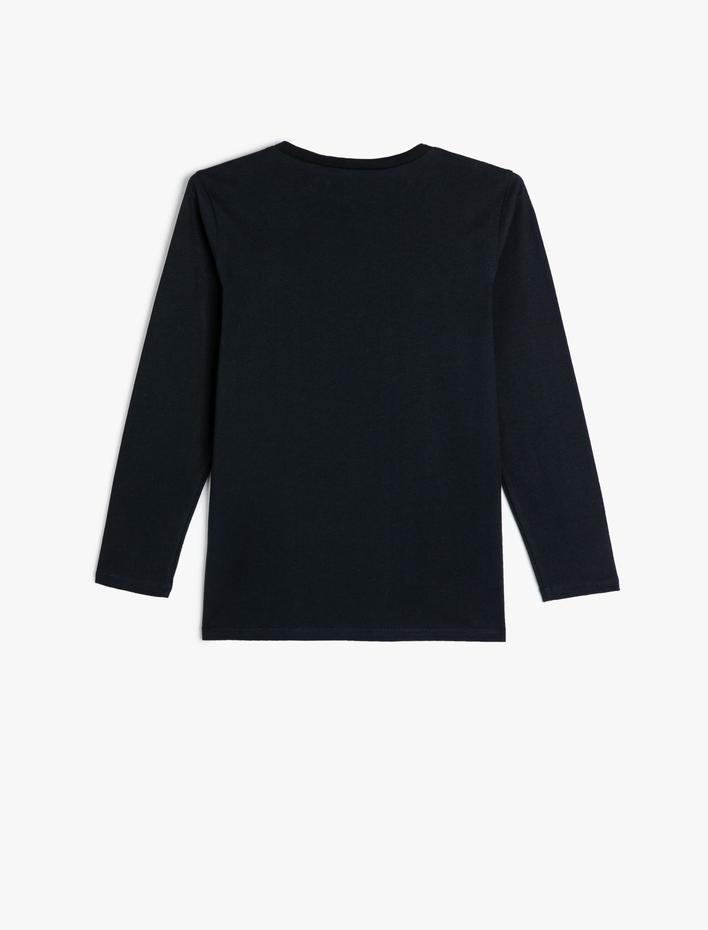 Erkek Çocuk Tişört Uzay Temalı Uzun Kollu Bisiklet Yaka Pamuklu