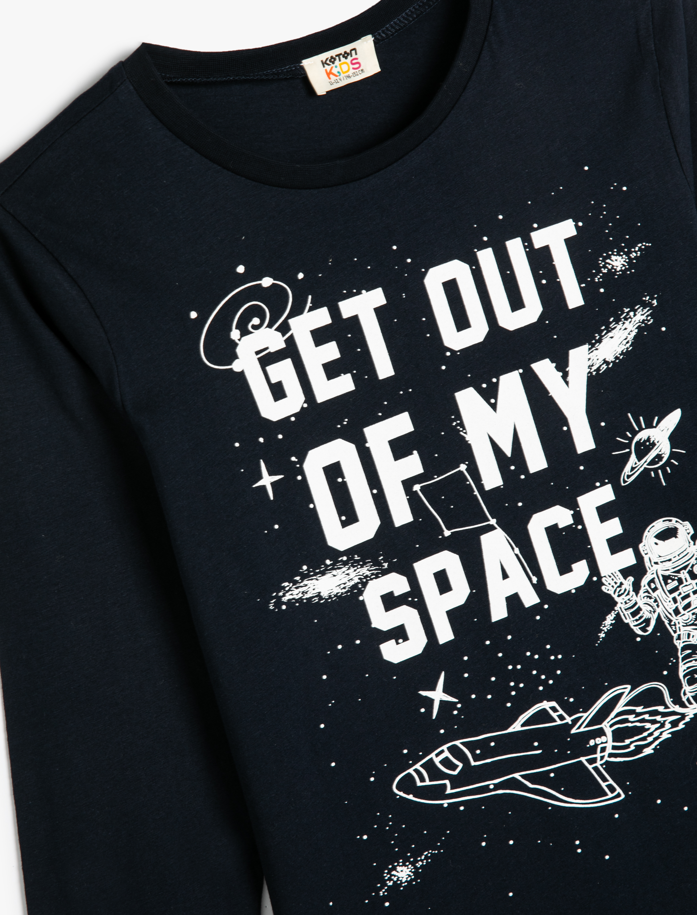  Erkek Çocuk Tişört Uzay Temalı Uzun Kollu Bisiklet Yaka Pamuklu