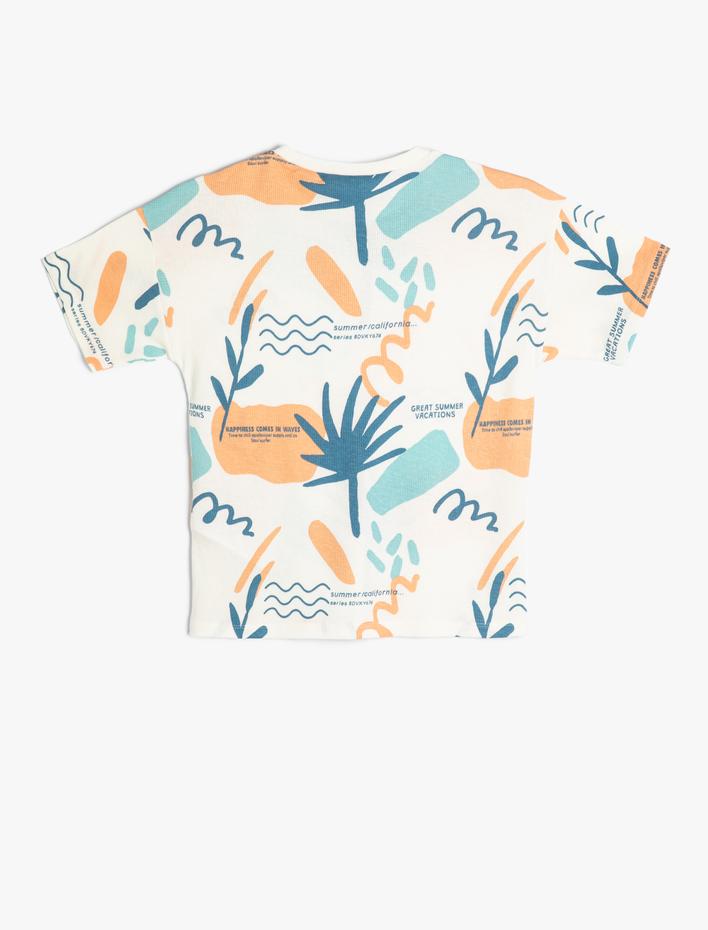 Erkek Çocuk Tişört Kısa Kollu Bisiklet Yaka Baskılı Pamuklu