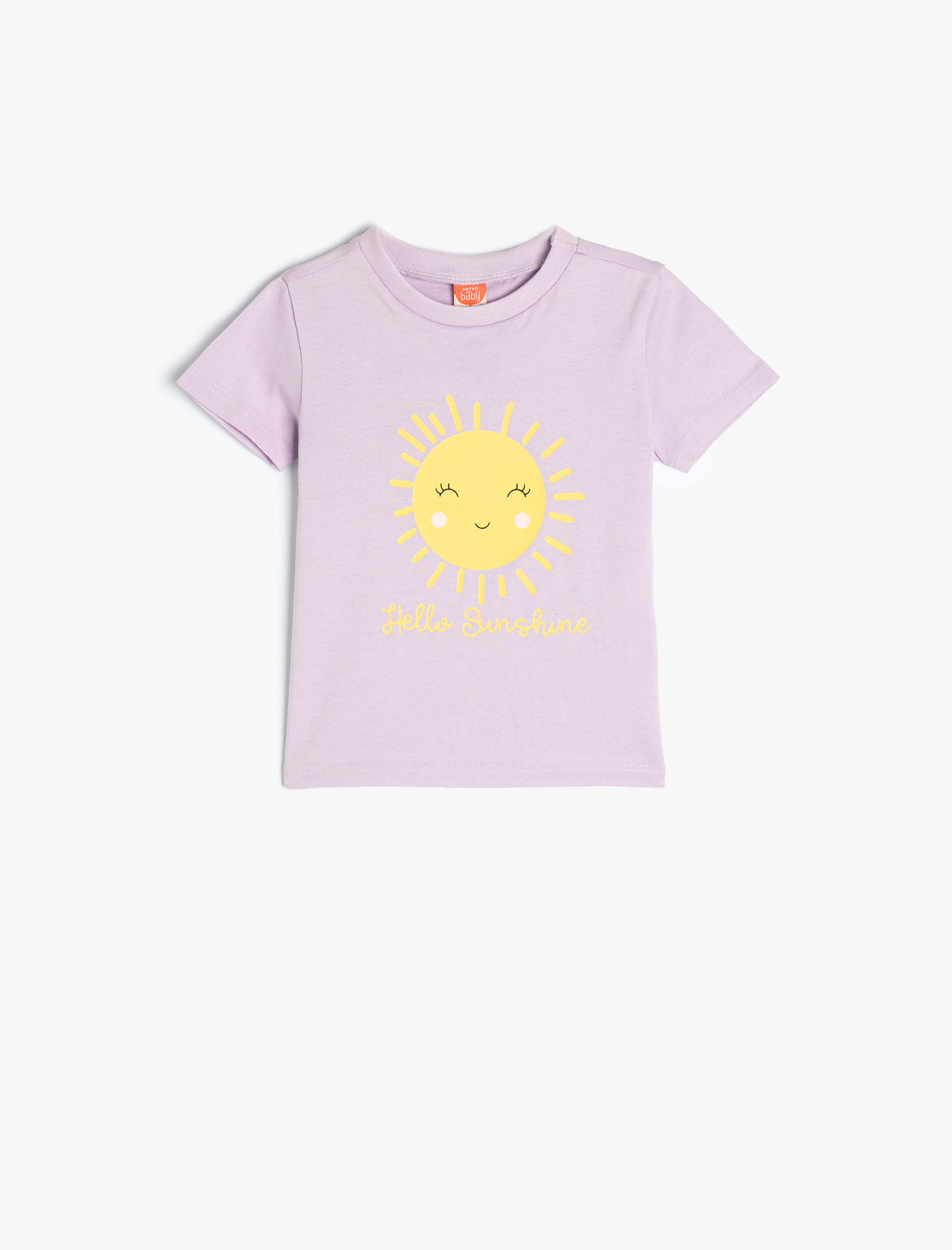  Kız Bebek Tişört Kısa Kollu Güneş Baskılı Bisiklet Yaka Pamuklu