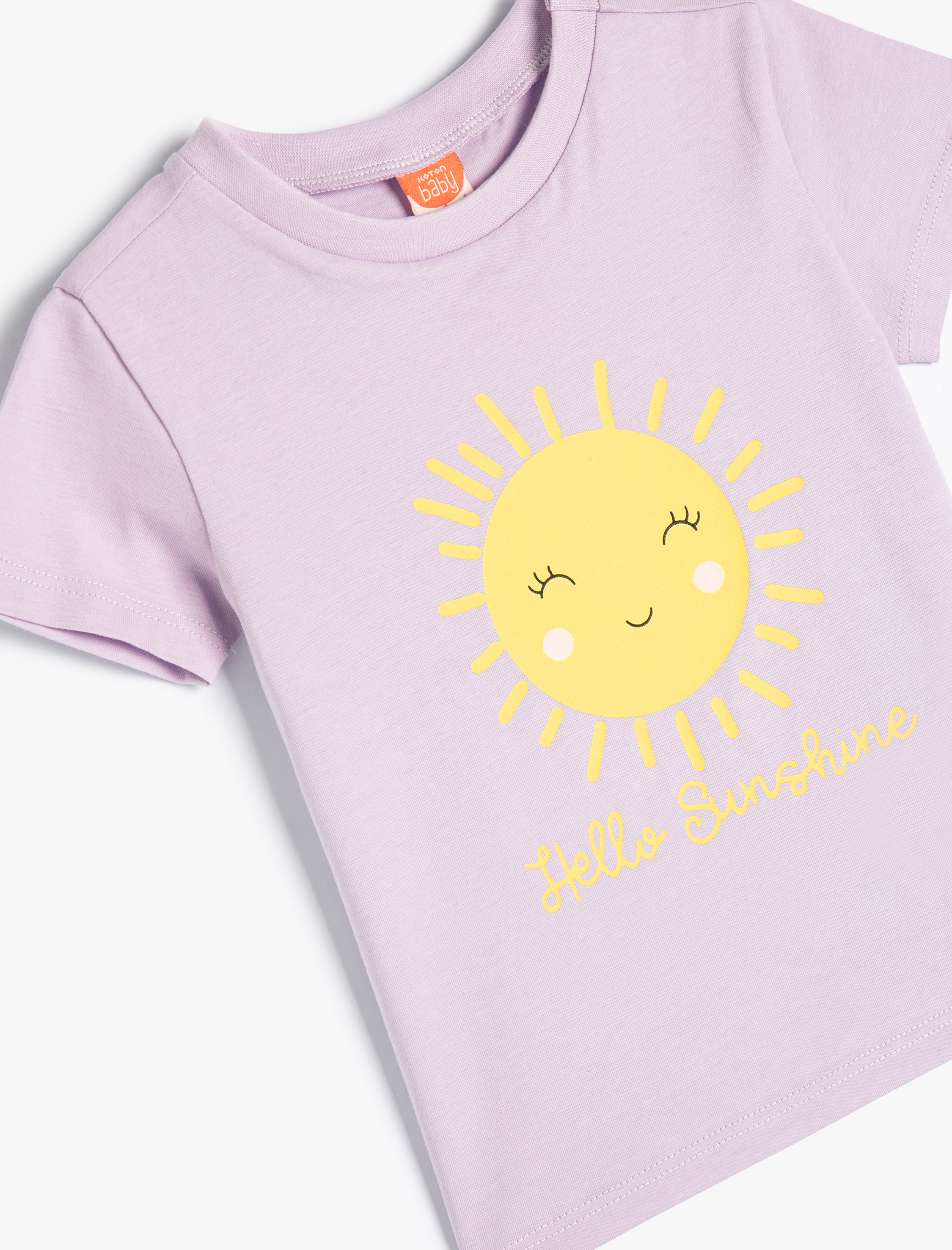  Kız Bebek Tişört Kısa Kollu Güneş Baskılı Bisiklet Yaka Pamuklu