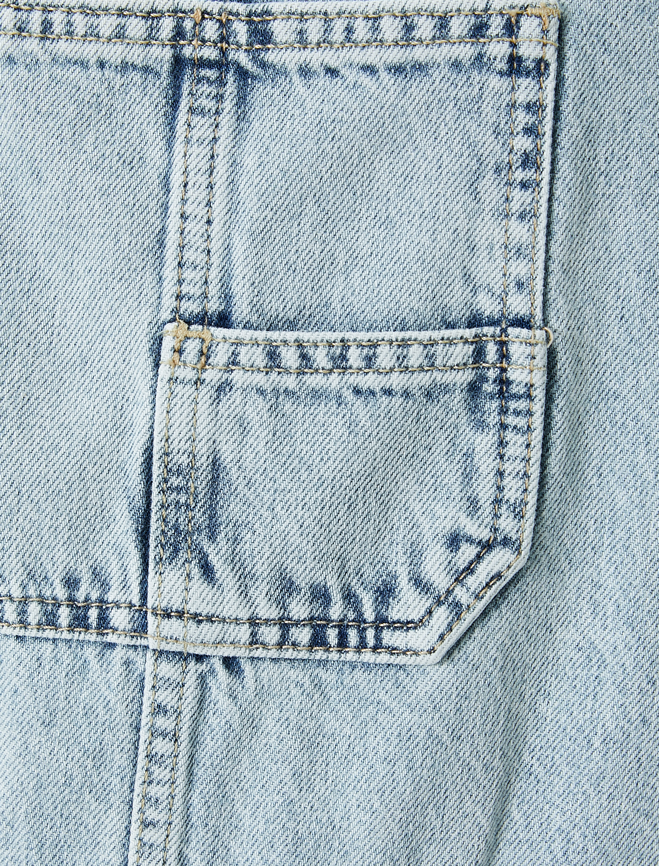   Kot Salopet Ekstra Mini Boy Paçaları Püsküllü Cepli Yıpratmalı Rahat Kalıp