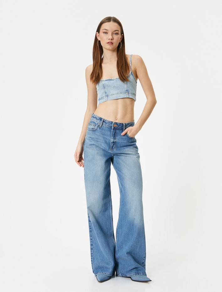  Kot Büstiyer İnce Askılı Slim Fit Kare Yaka