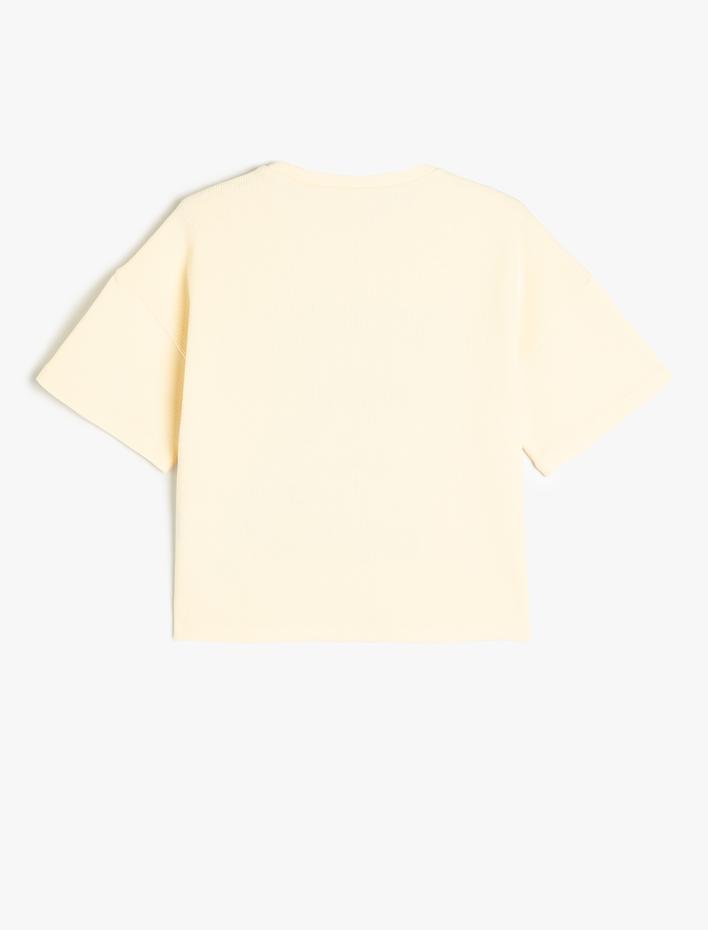 Kız Çocuk Tişört Yunus Baskılı Kısa Kollu Bisiklet Yaka Pamuklu