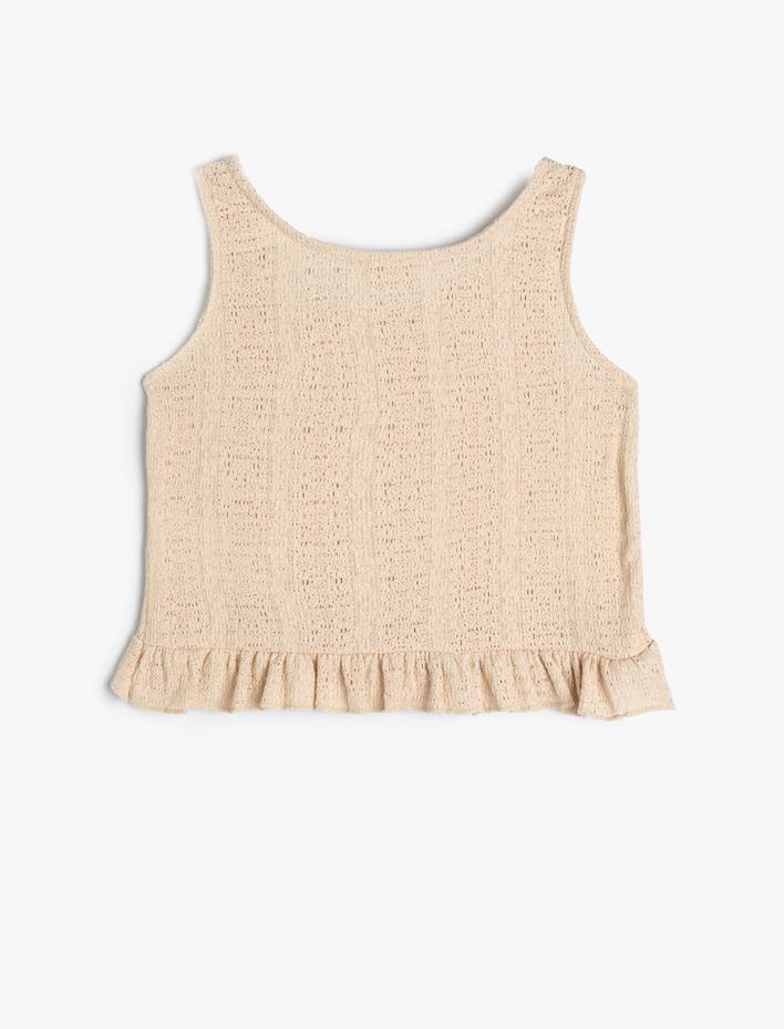 Kız Çocuk Atlet Askılı Dokulu Yuvarlak Yaka