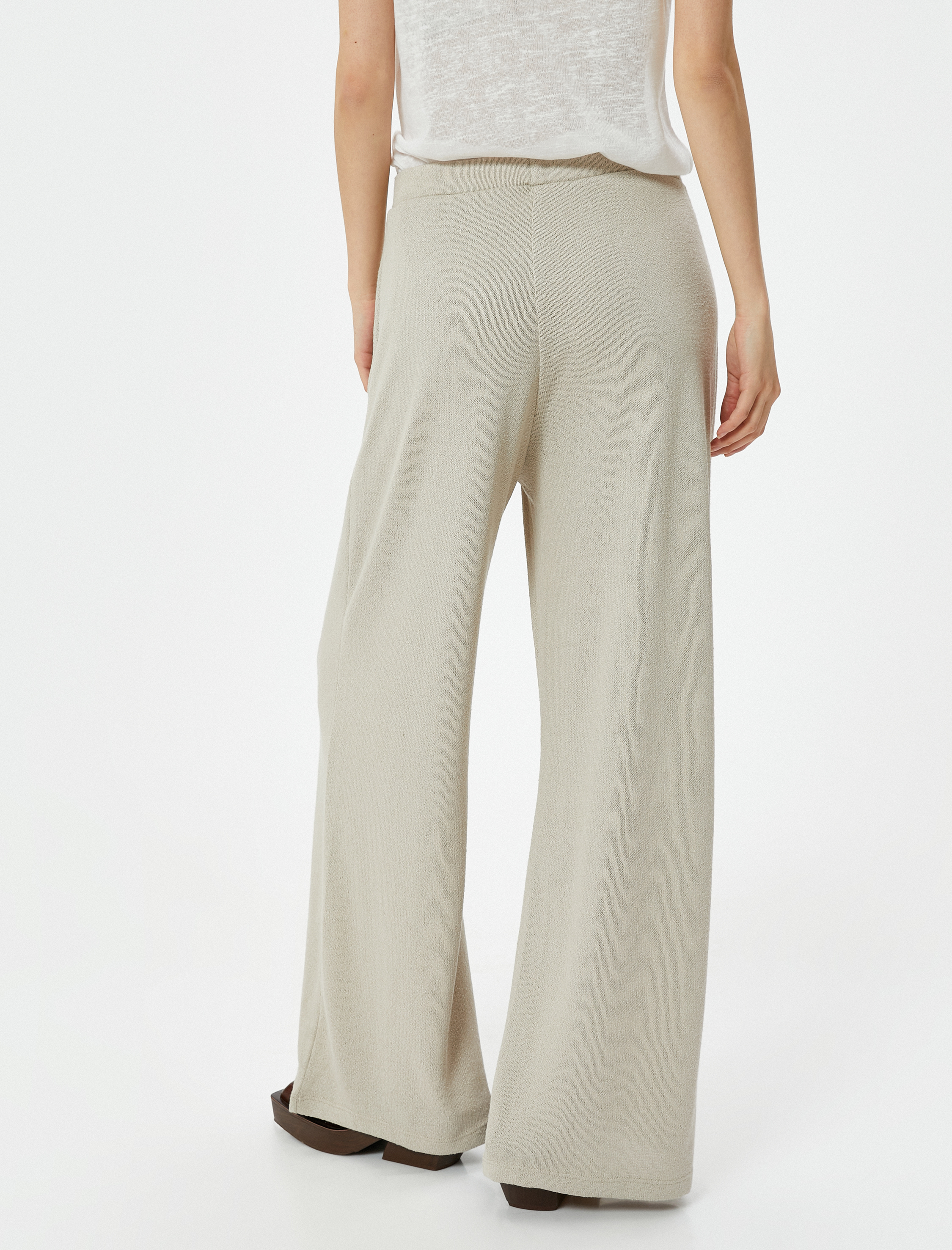   Bol Paça Pantolon Normal Bel Lastikli Viskon Karışımlı