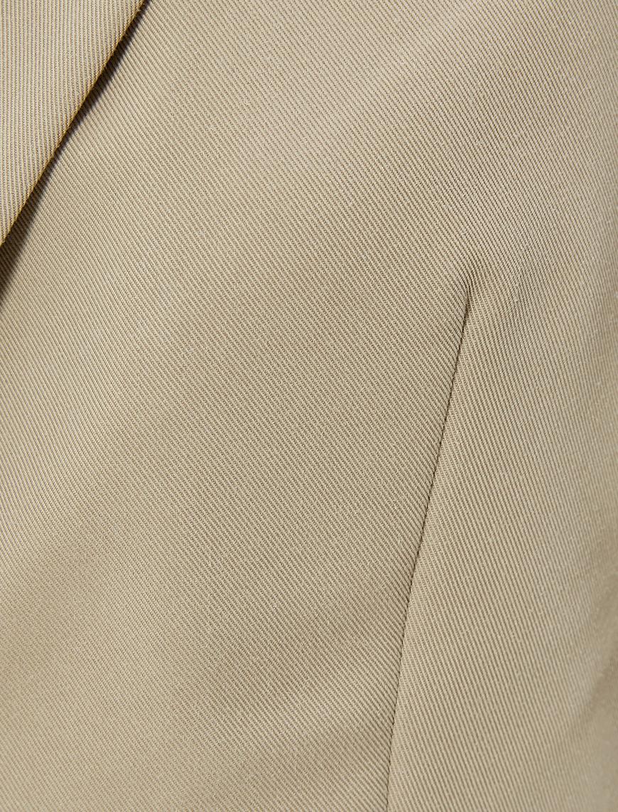   Crop Blazer Ceket Düğmeli Dikiş Detaylı Cepli Modal Karışımlı
