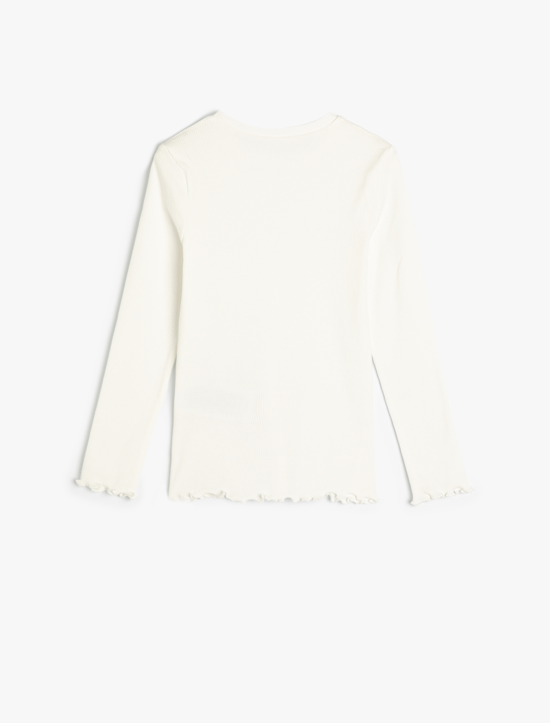  Kız Çocuk Tişört Uzun Kollu Bisiklet Yaka Ribanalı Pamuklu