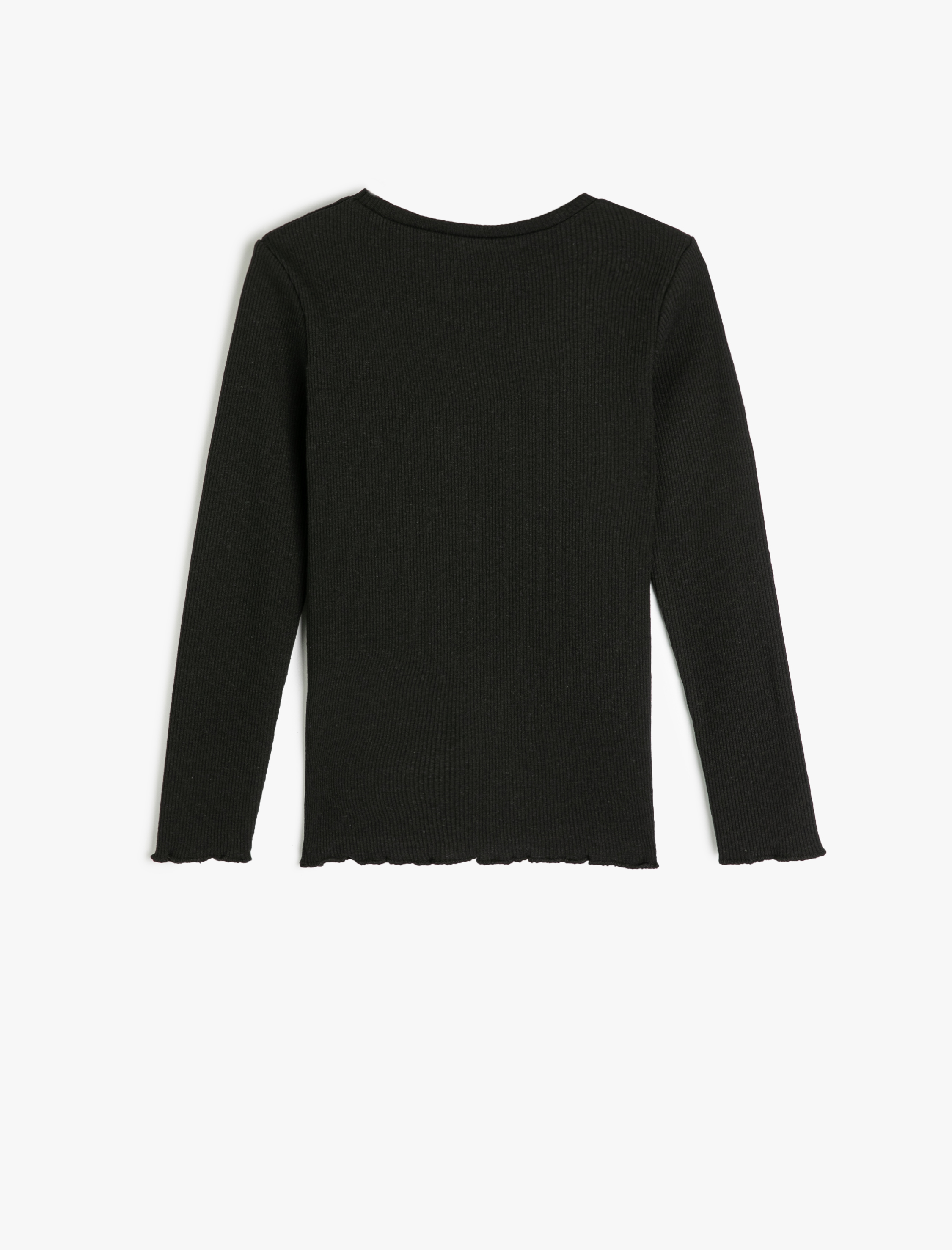  Kız Çocuk Tişört Uzun Kollu Bisiklet Yaka Ribanalı Pamuklu