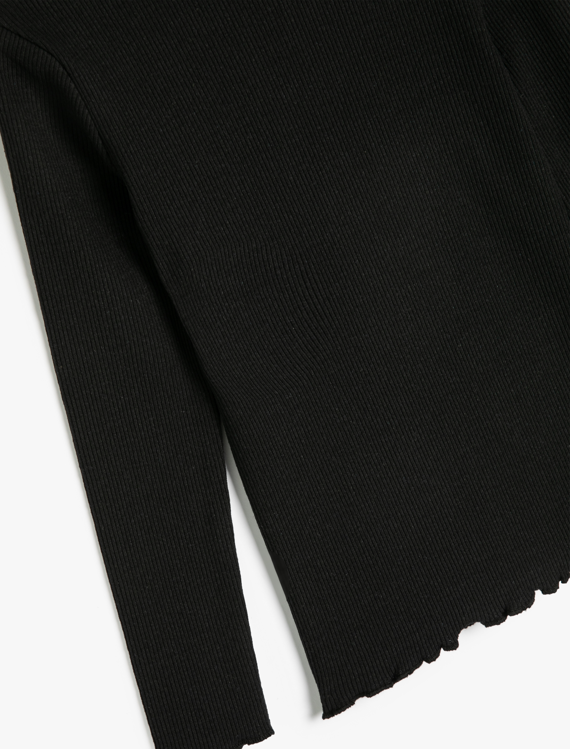  Kız Çocuk Tişört Uzun Kollu Bisiklet Yaka Ribanalı Pamuklu