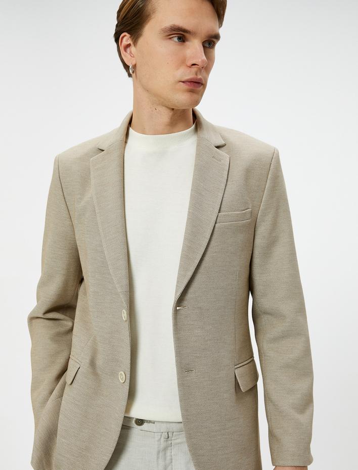  Blazer Ceket Slim Fit Düğmeli Cep Detaylı