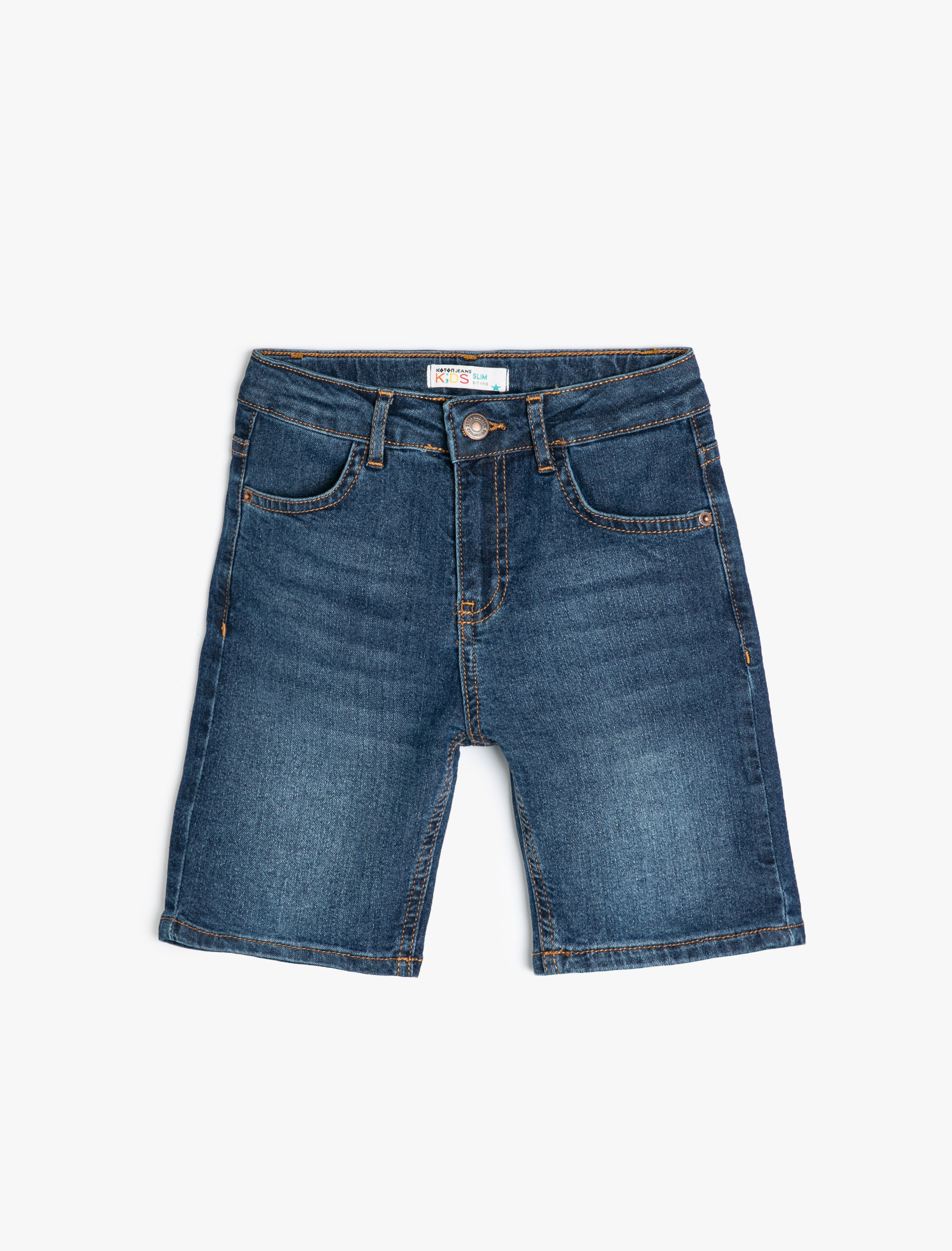  Erkek Çocuk Kot Şort Cepli Pamuklu Düğme Kapamalı