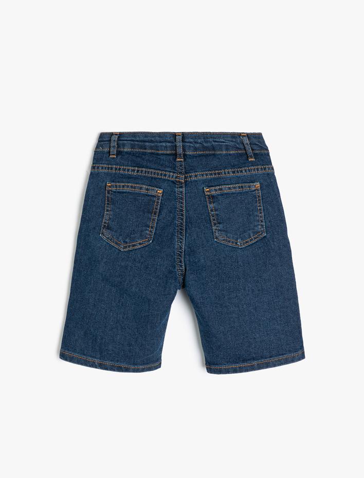 Erkek Çocuk Kot Şort Cepli Pamuklu Düğme Kapamalı