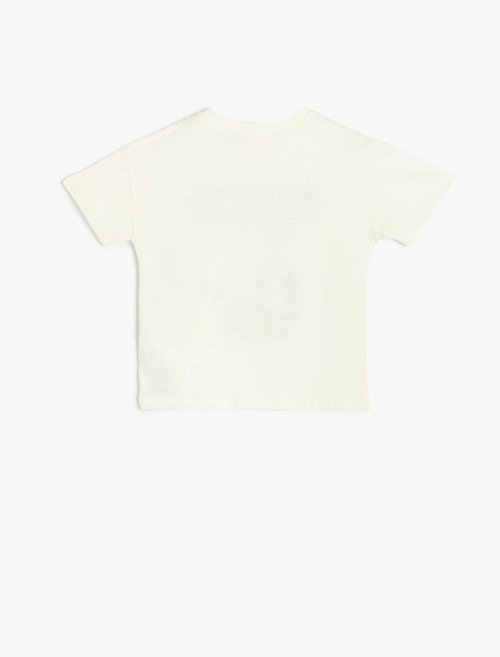 Erkek Bebek Tişört Kısa Kollu Bisiklet Yaka Baskılı Pamuklu