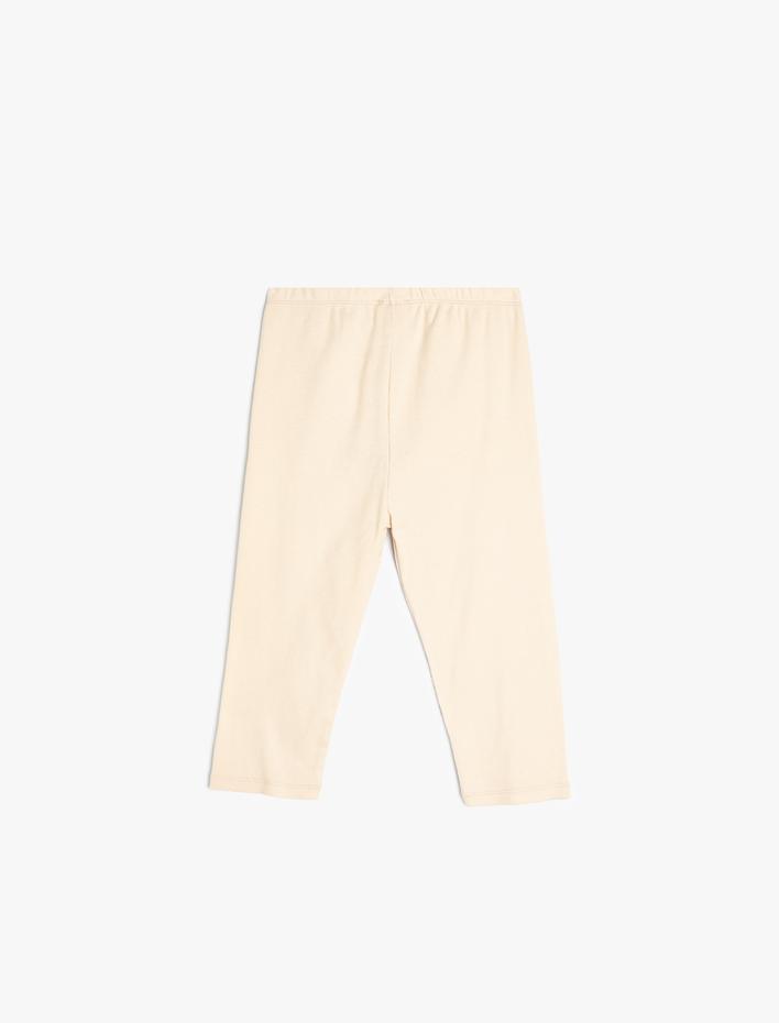 Kız Çocuk Basic Kapri Tayt Beli Lastikli Ribanalı Pamuklu