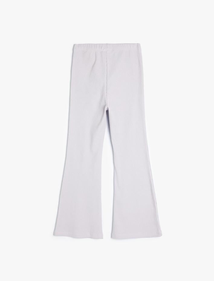 Kız Çocuk Basic İspanyol Paça Tayt Pantolon Beli Lastikli Ribanalı