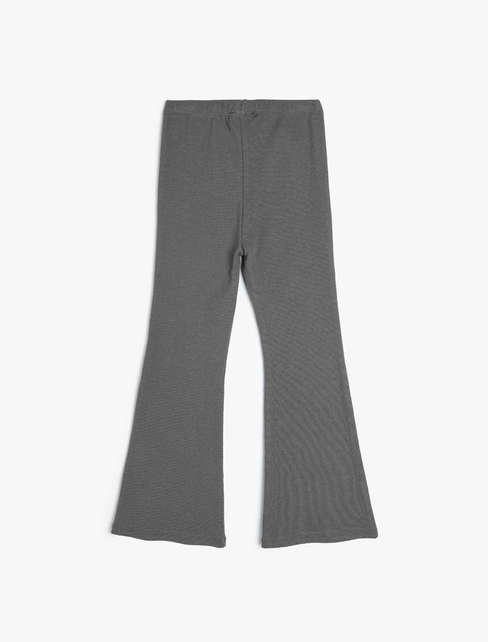 Kız Çocuk Basic İspanyol Paça Tayt Pantolon Beli Lastikli Ribanalı