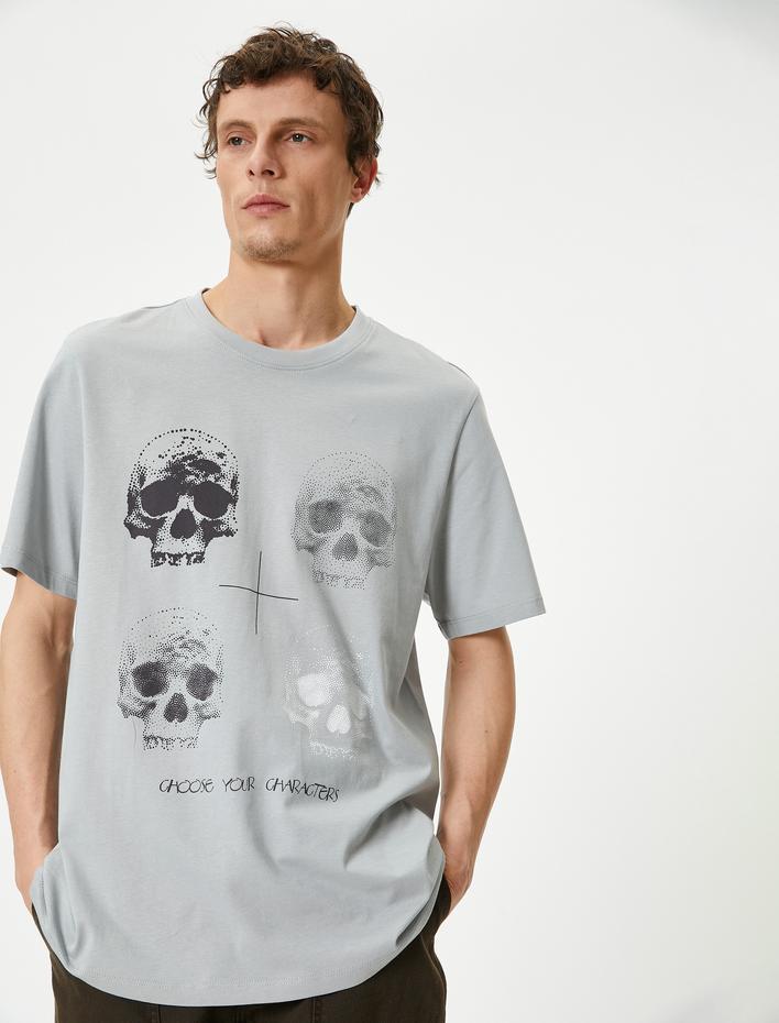  Kuru Kafa Baskılı Tişört Bisiklet Yaka Sloganlı Kısa Kollu