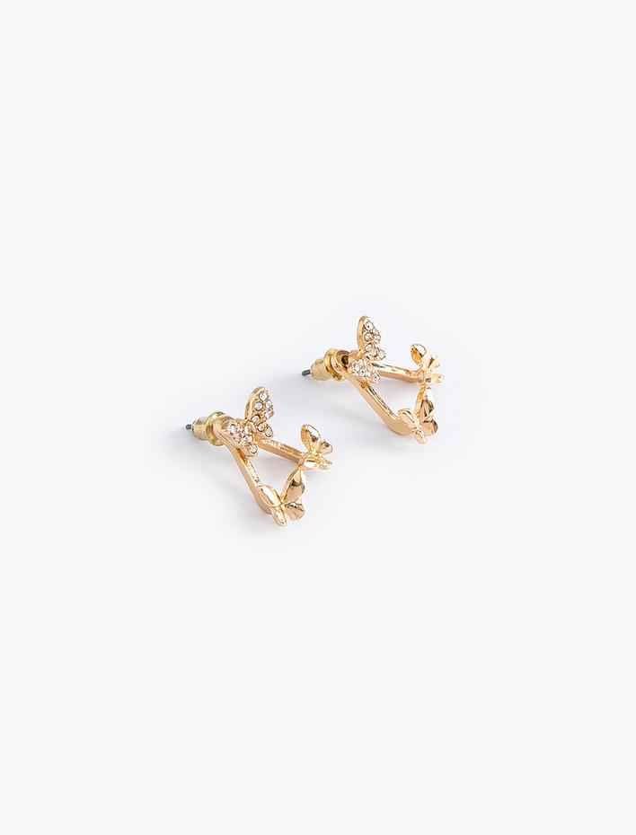 Kadın Taş Detaylı Kelebek Küpe