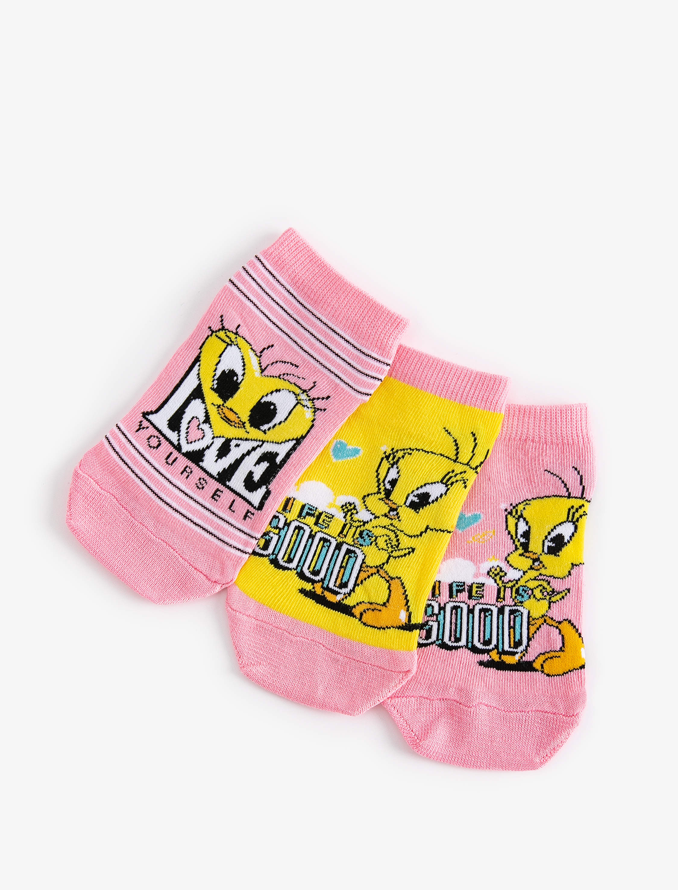  Kız Çocuk 3'lü Tweety Baskılı Patik Çorap Seti Lisanslı