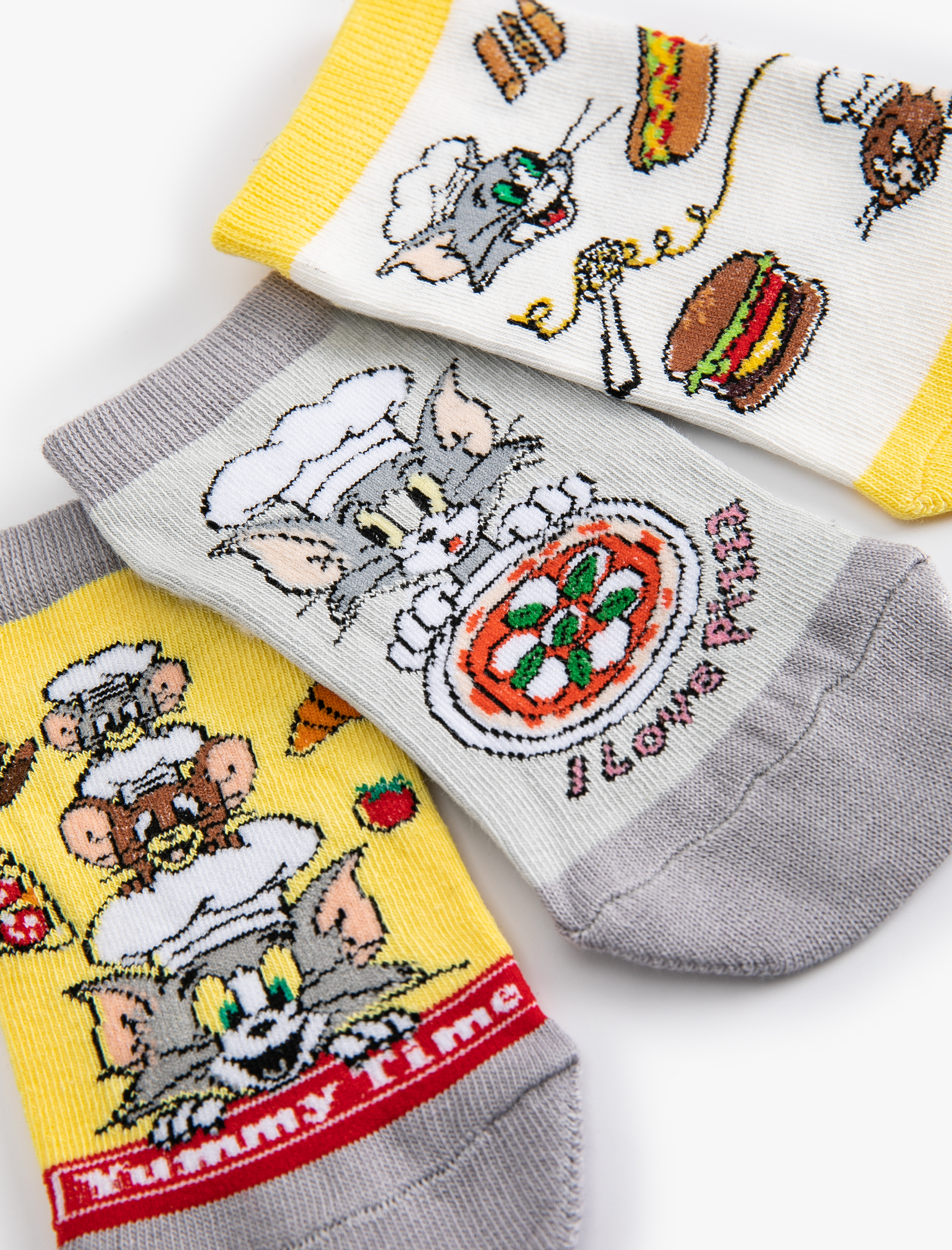  Erkek Çocuk 3'lü Tom ve Jerry Baskılı Çorap Seti Lisanslı
