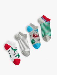 4'lü Dinozor Desenli Çorap Seti Çok Renkli