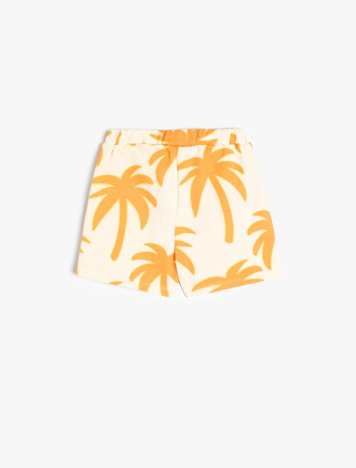 Erkek Bebek Şort Palmiye Baskılı Beli Lastikli Pamuklu