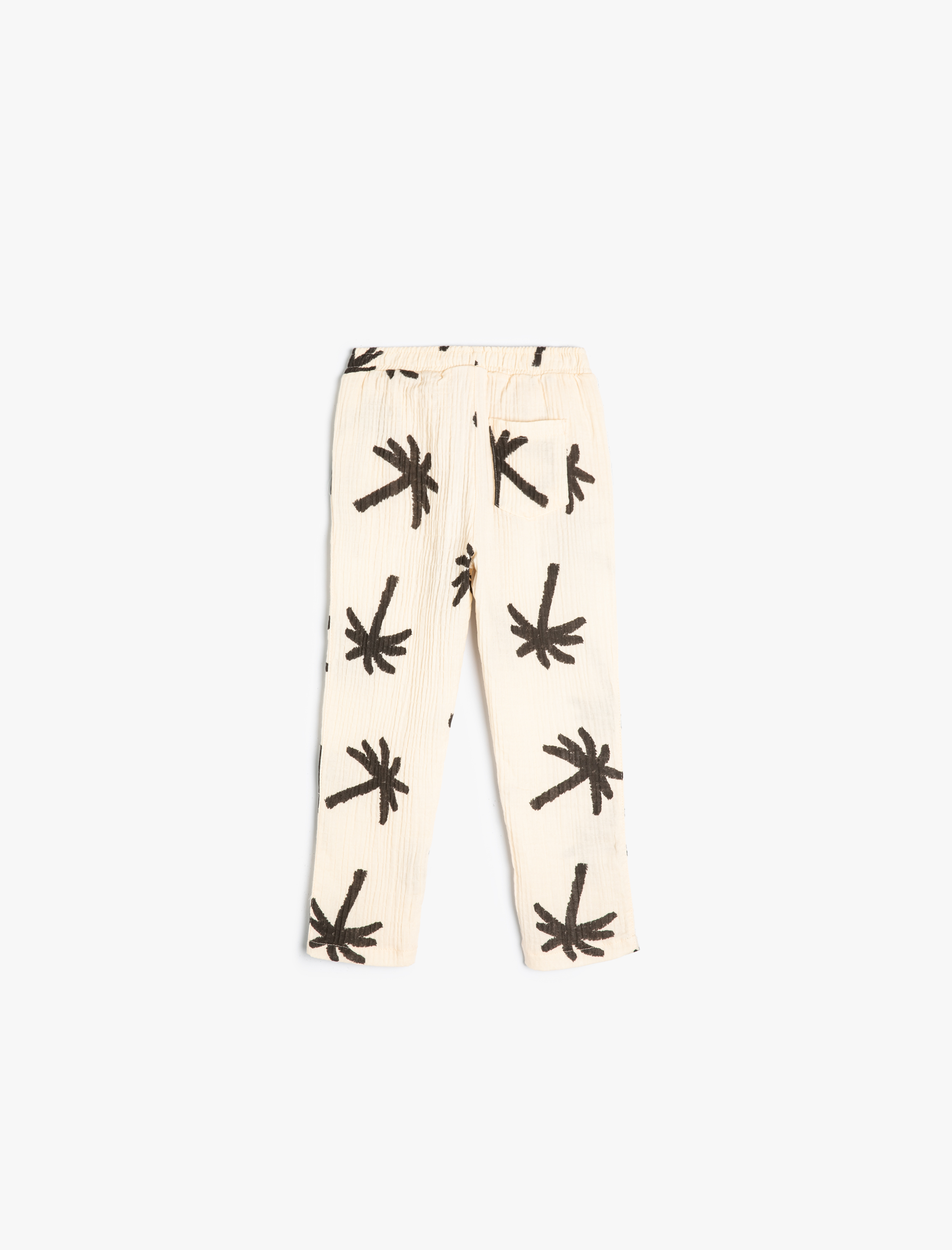  Erkek Bebek Pantolon Palmiye Desenli Beli Bağlamalı Cepli Pamuklu