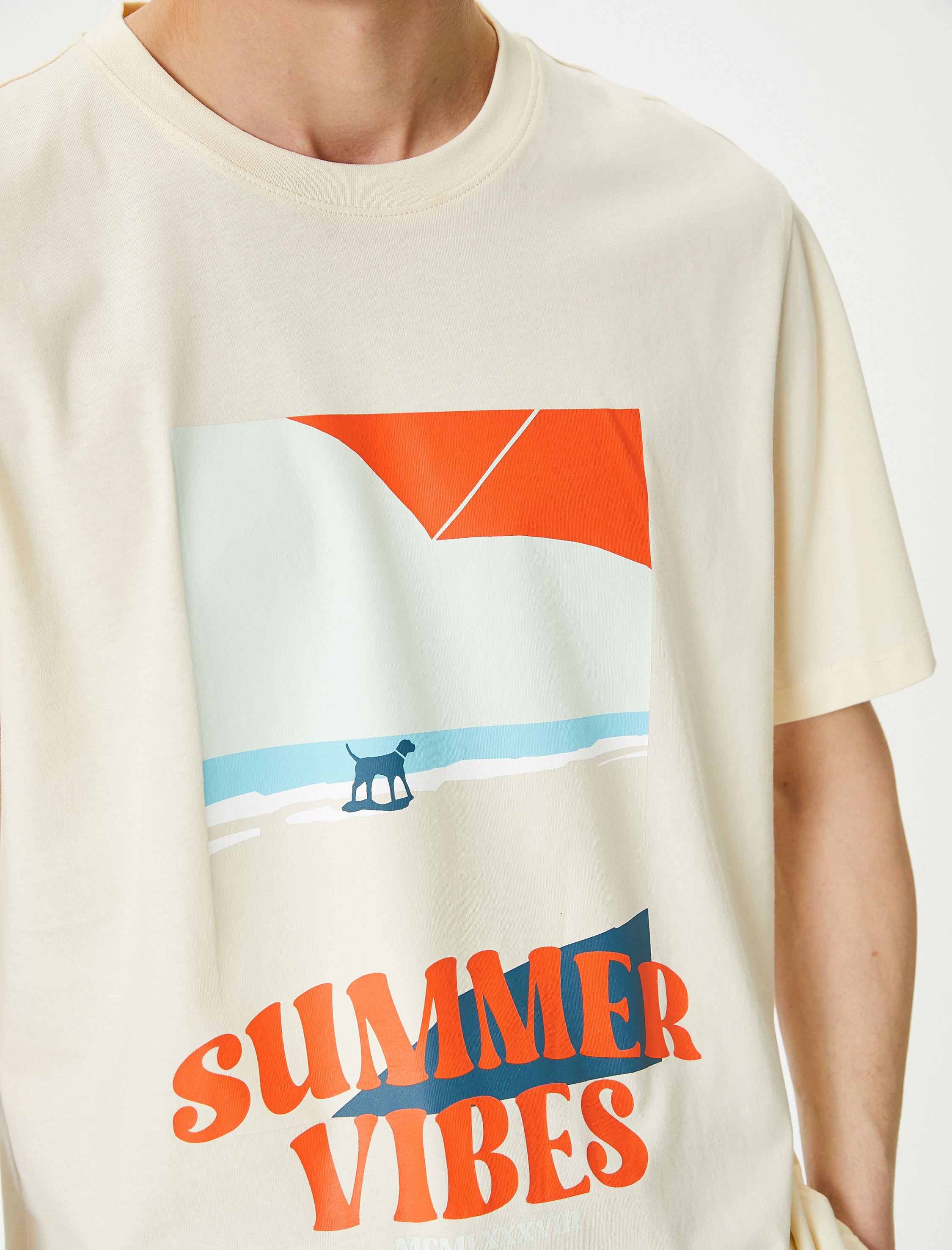   Slogan Baskılı Tişört Bisiklet Yaka Kısa Kollu Pamuklu