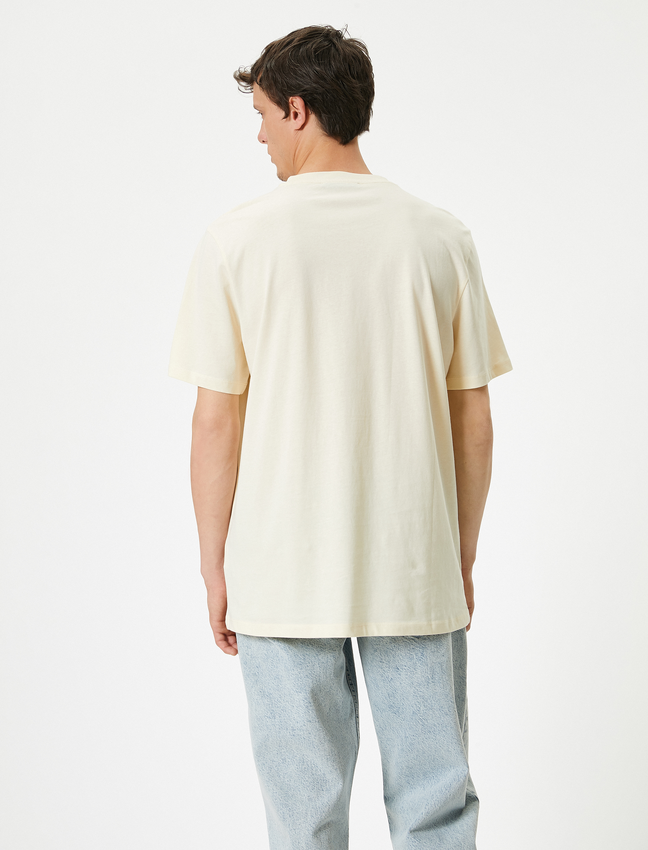   Slogan Baskılı Tişört Bisiklet Yaka Kısa Kollu Pamuklu