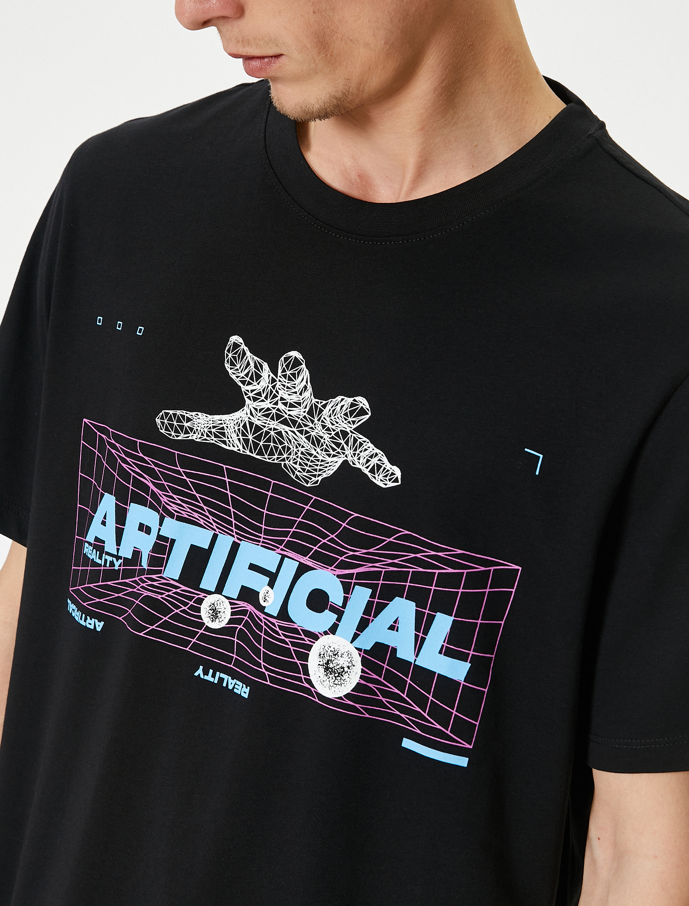   Slogan Baskılı Tişört Bisiklet Yaka Kısa Kollu Pamuklu