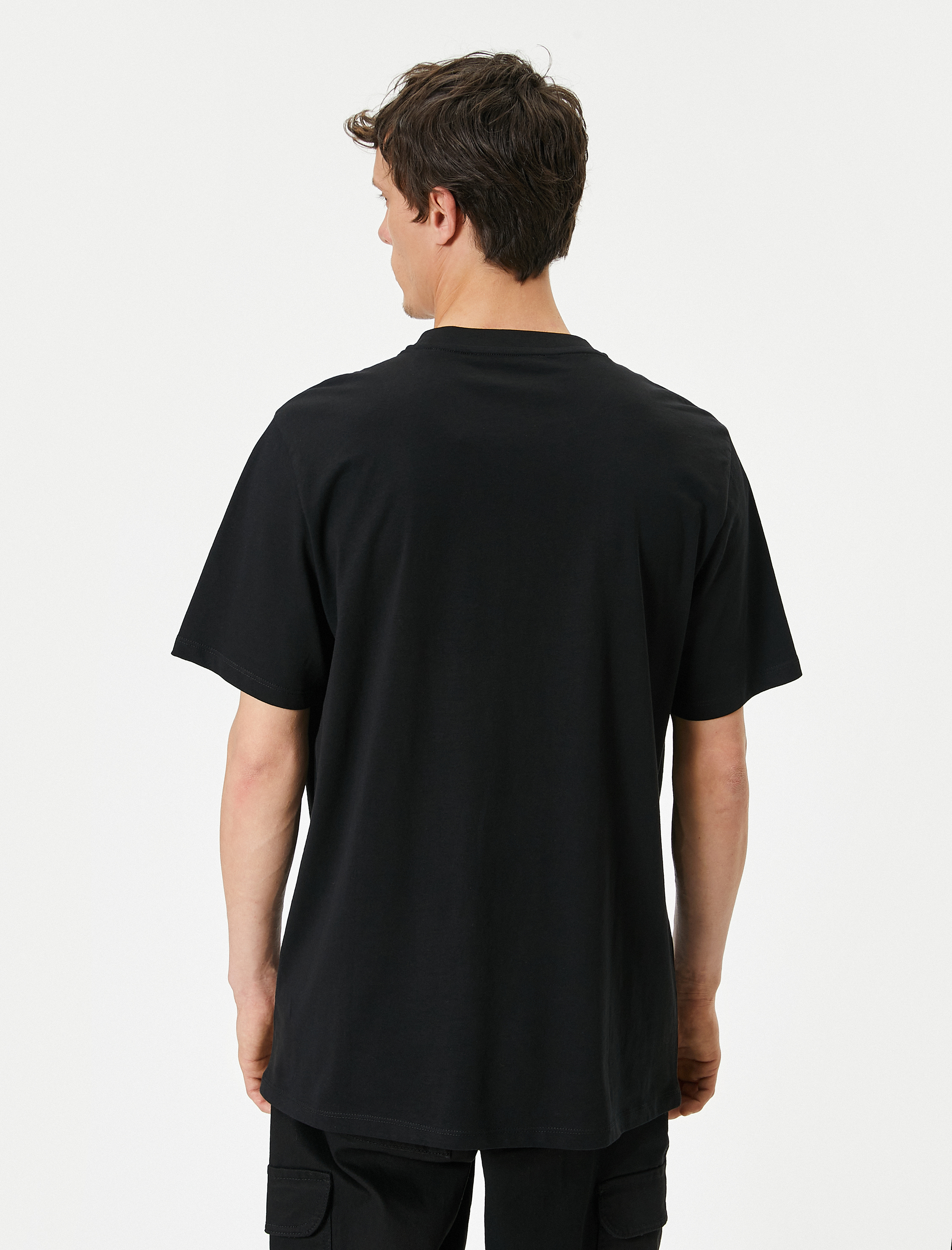   Slogan Baskılı Tişört Bisiklet Yaka Kısa Kollu Pamuklu