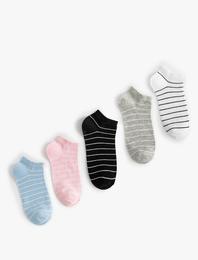 Çizgili 5'li Patik Çorap Seti Çok Renkli