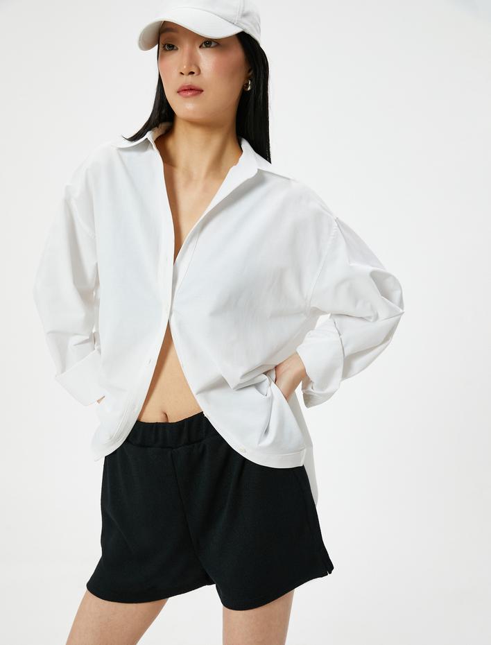  Beli Lastikli Şort Mini Viskon Karışımlı