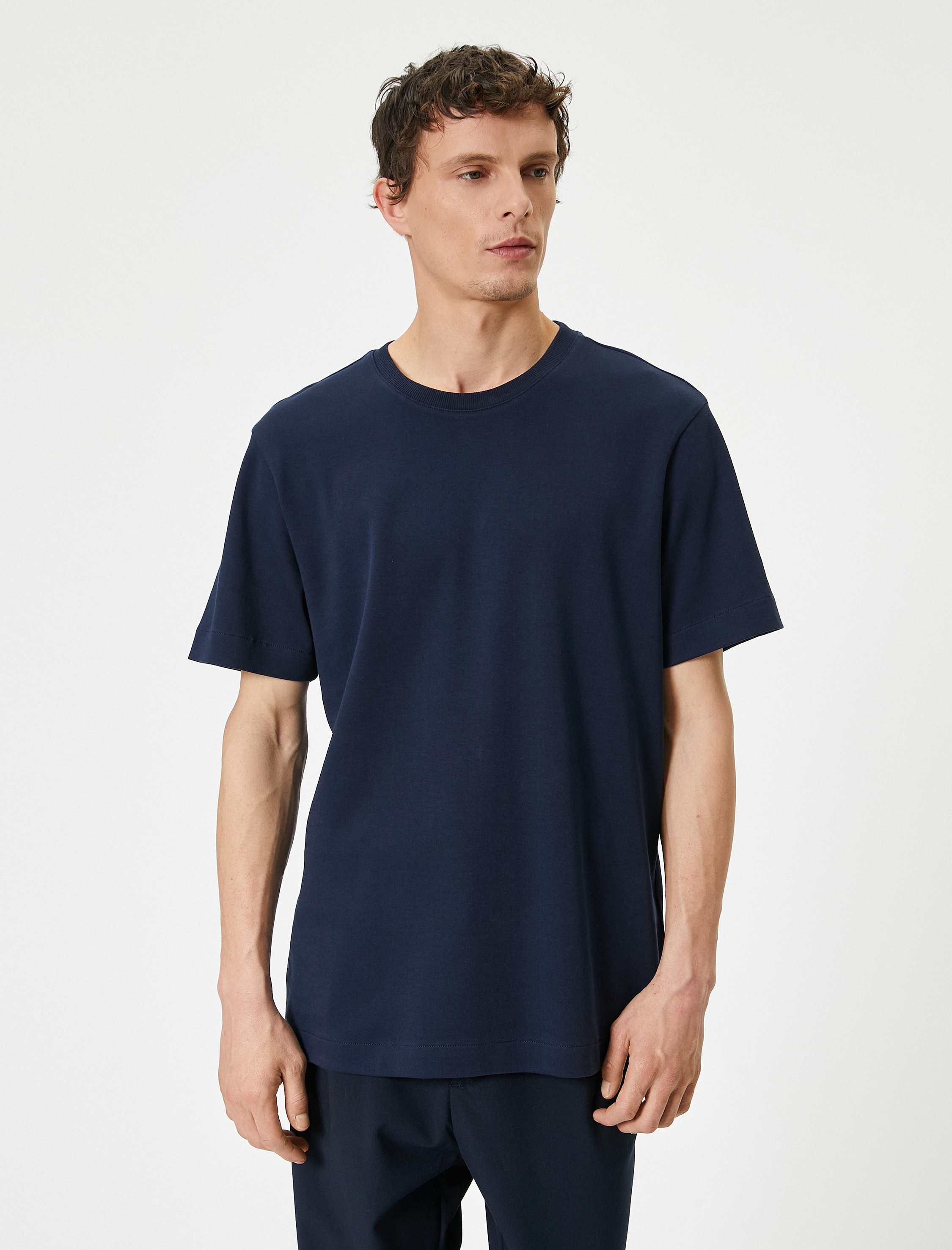   Basic Tişört Bisiklet Yaka Kısa Kollu Pamuklu